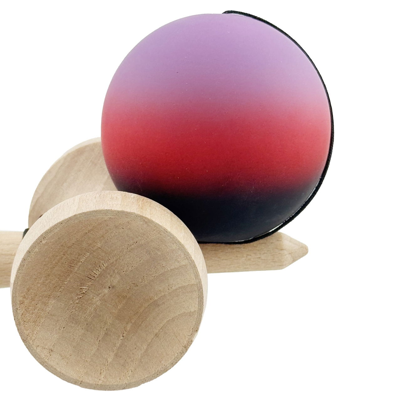 Kendama X Originala, Profesionala, Flippy, Cupe Mari KING SIZE V3, Rubber Grip, Gaura in Baza, Rulment Metalic, din lemn 18 cm, Ata 62/65 cm, Gradient Mov/Rosu/Negru [8]