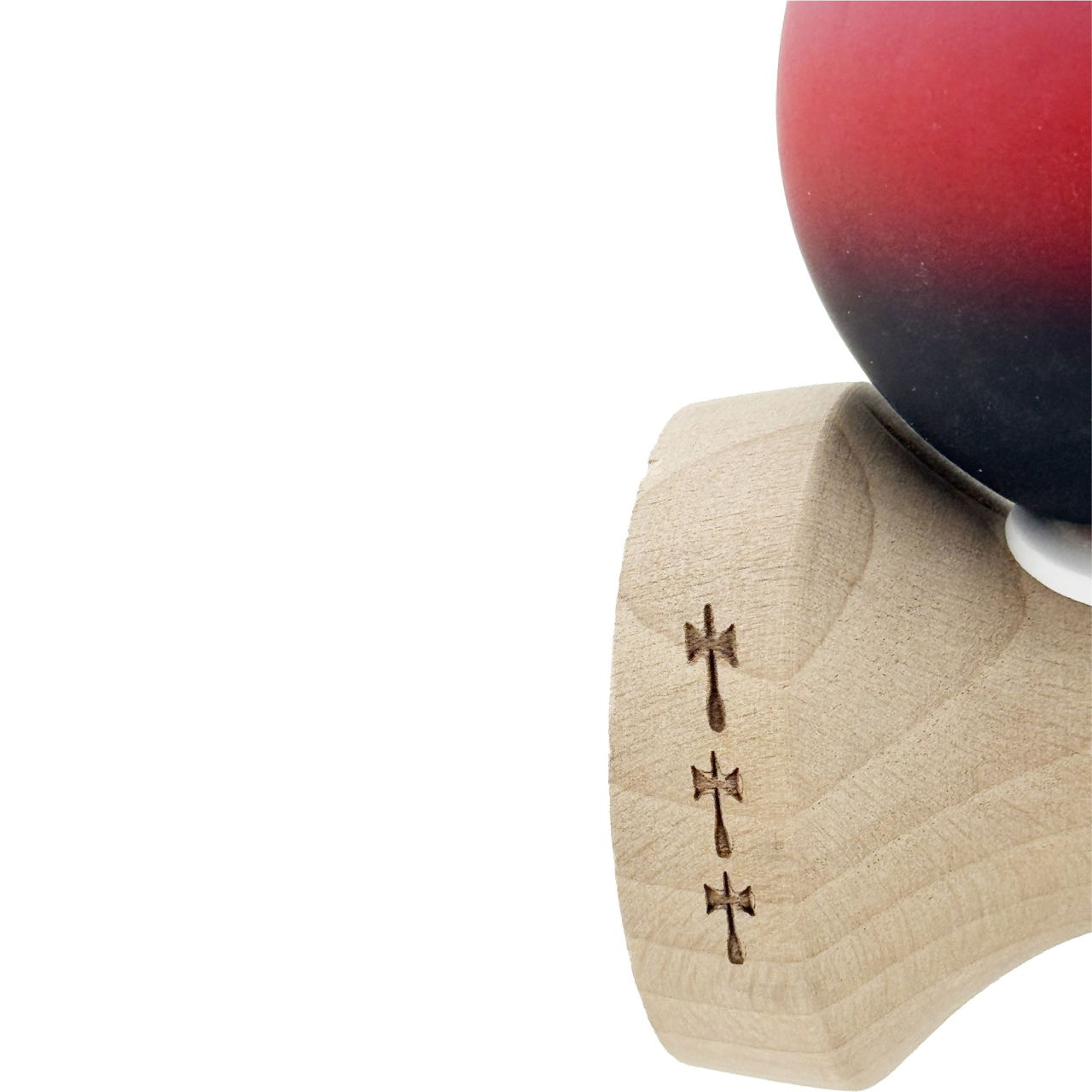 Kendama X Originala, Profesionala, Flippy, Cupe Mari KING SIZE V3, Rubber Grip, Gaura in Baza, Rulment Metalic, din lemn 18 cm, Ata 62/65 cm, Gradient Mov/Rosu/Negru [7]