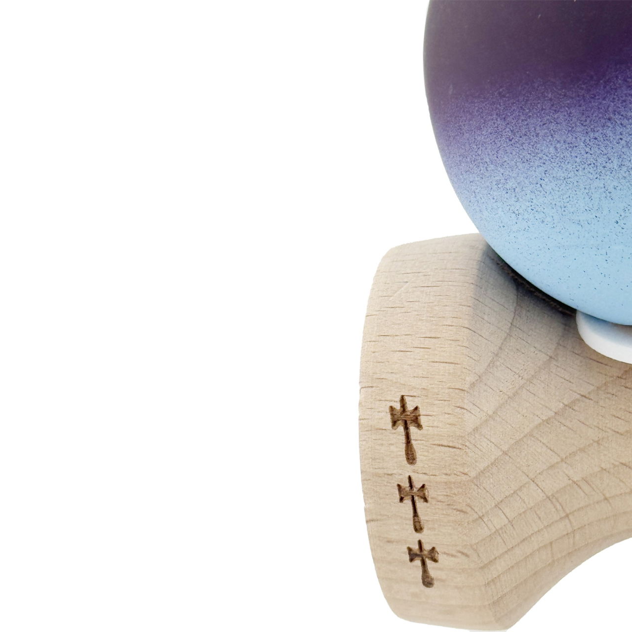 Kendama X Originala, Profesionala, Flippy, Cupe Mari KING SIZE V3, Rubber Grip, Gaura in Baza, Rulment Metalic, din lemn 18 cm, Ata 62/65 cm, Gradient Negru/Albastru deschis [7]