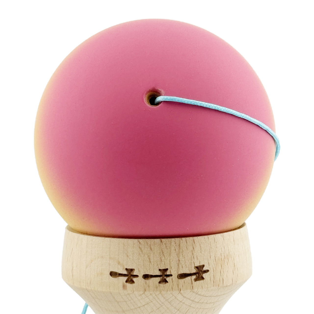 Kendama X Originala, Profesionala, Flippy, Cupe Mari KING SIZE V3, Rubber Grip, Gaura in Baza, Rulment Metalic, din lemn 18 cm, Ata 62/65 cm, Gradient Roz/Galben/Albastru deschis [9]