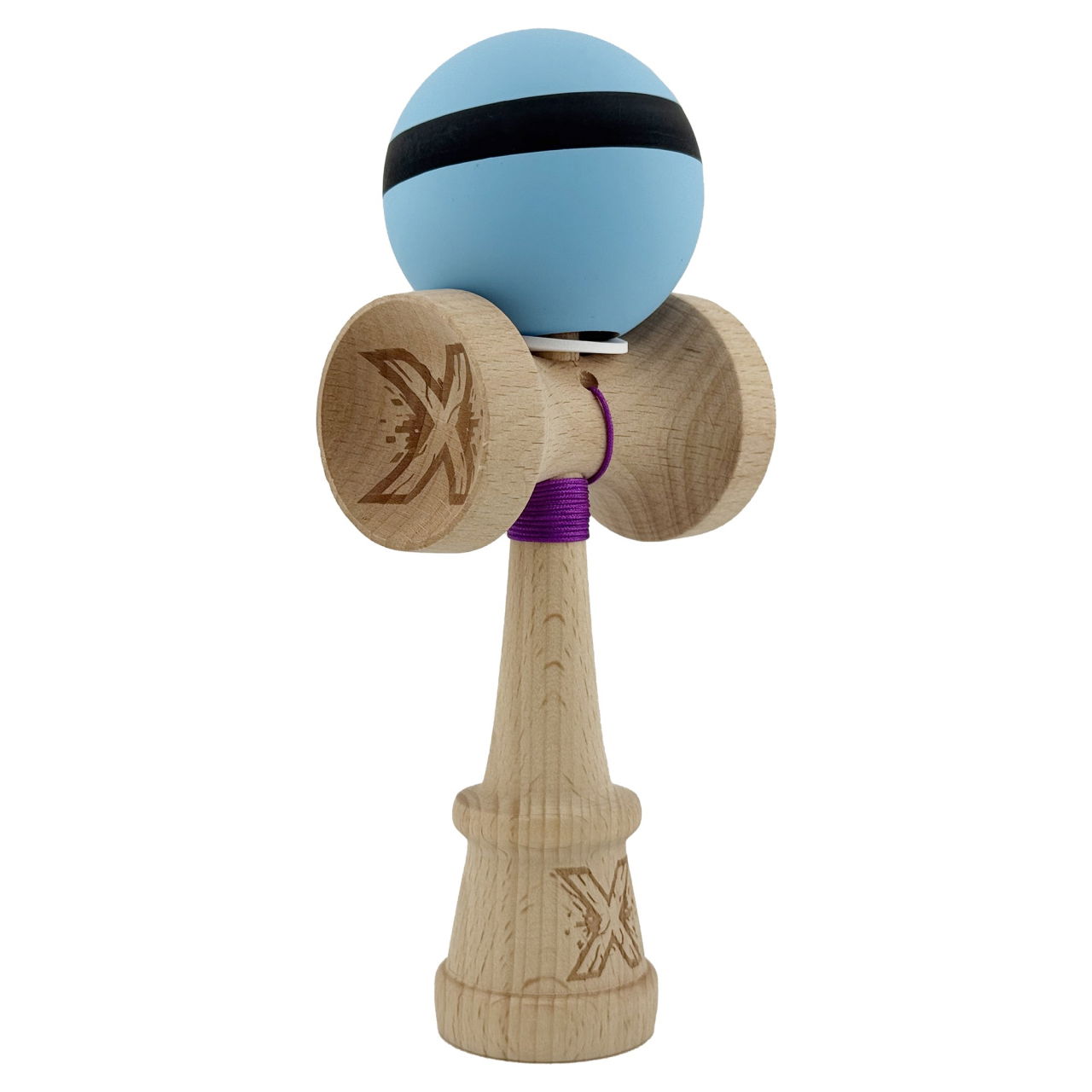 Kendama X Originala, Profesionala, Flippy, Cupe Mari KING SIZE V3, Rubber Grip, Gaura in Baza, Rulment Metalic, din lemn 18 cm, Ata 62/65 cm, M Bleu/Negru/Bleu [1]