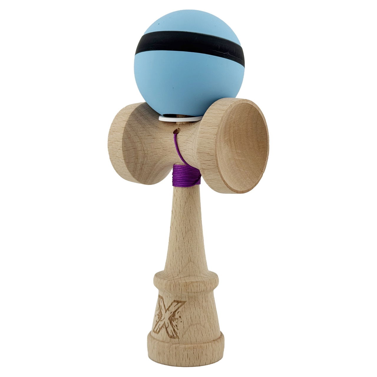 Kendama X Originala, Profesionala, Flippy, Cupe Mari KING SIZE V3, Rubber Grip, Gaura in Baza, Rulment Metalic, din lemn 18 cm, Ata 62/65 cm, M Bleu/Negru/Bleu [3]