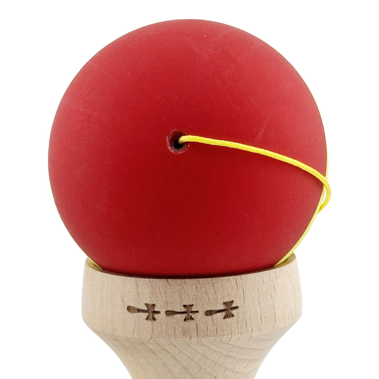 Kendama X Originala, Profesionala, Flippy, Cupe Mari KING SIZE V3, Rubber Grip, Gaura in Baza, Rulment Metalic, din lemn 18 cm, Ata 62/65 cm, M Rosu/Galben/Negru [10]