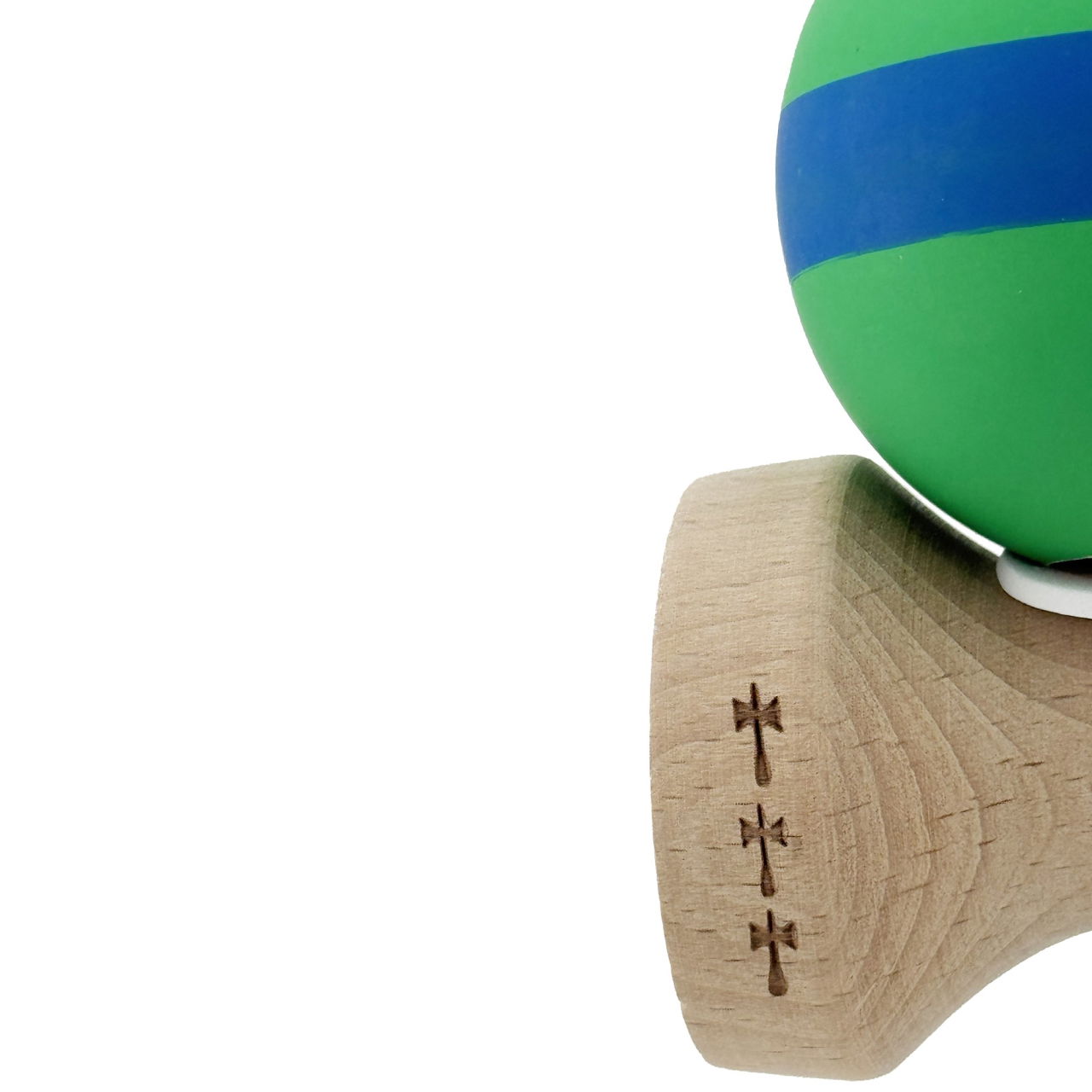 Kendama X Originala, Profesionala, Flippy, Cupe Mari KING SIZE V3, Rubber Grip, Gaura in Baza, Rulment Metalic, din lemn 18 cm, Ata 62/65 cm, M Verde/Albastru/Verde [8]