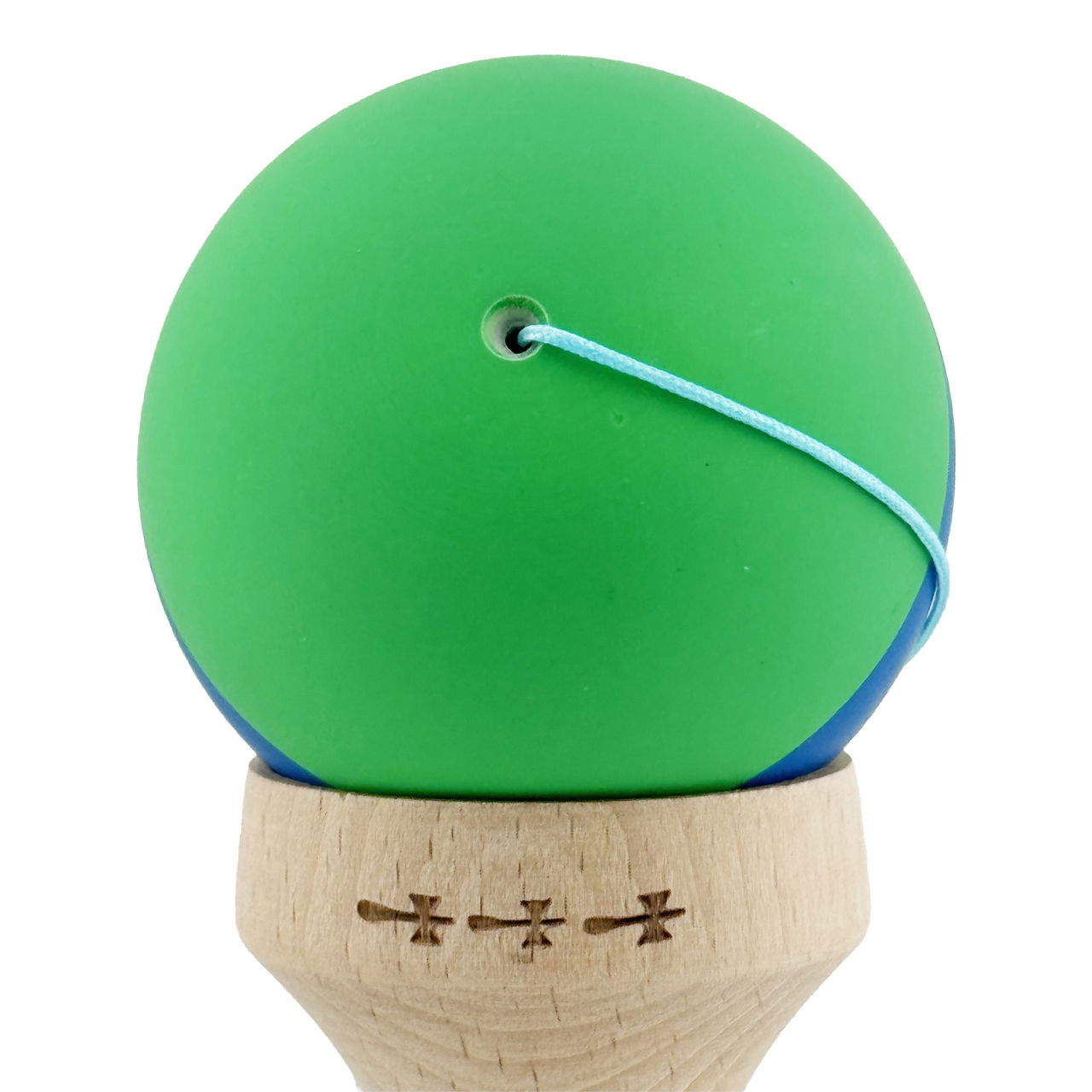 Kendama X Originala, Profesionala, Flippy, Cupe Mari KING SIZE V3, Rubber Grip, Gaura in Baza, Rulment Metalic, din lemn 18 cm, Ata 62/65 cm, M Verde/Albastru/Verde [10]