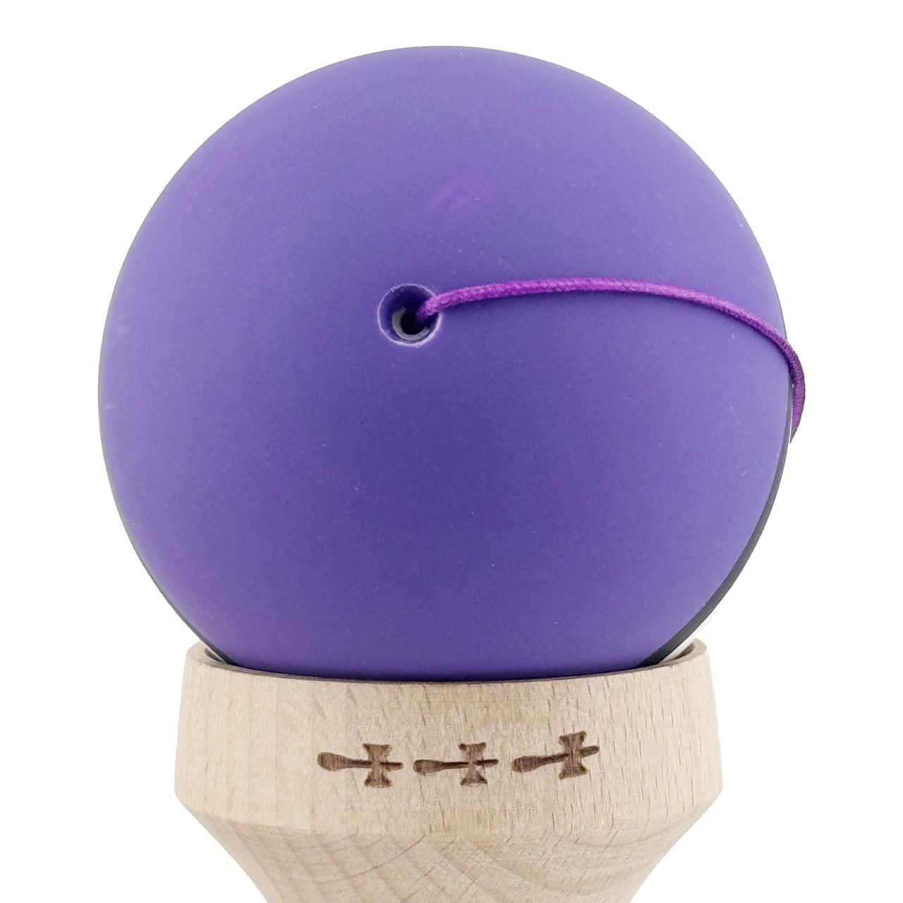 Kendama X Originala, Profesionala, Flippy, Cupe Mari KING SIZE V3, Rubber Grip, Gaura in Baza, Rulment Metalic, din lemn 18 cm, Ata 62/65 cm, S Bicolor Mov/Alb [9]