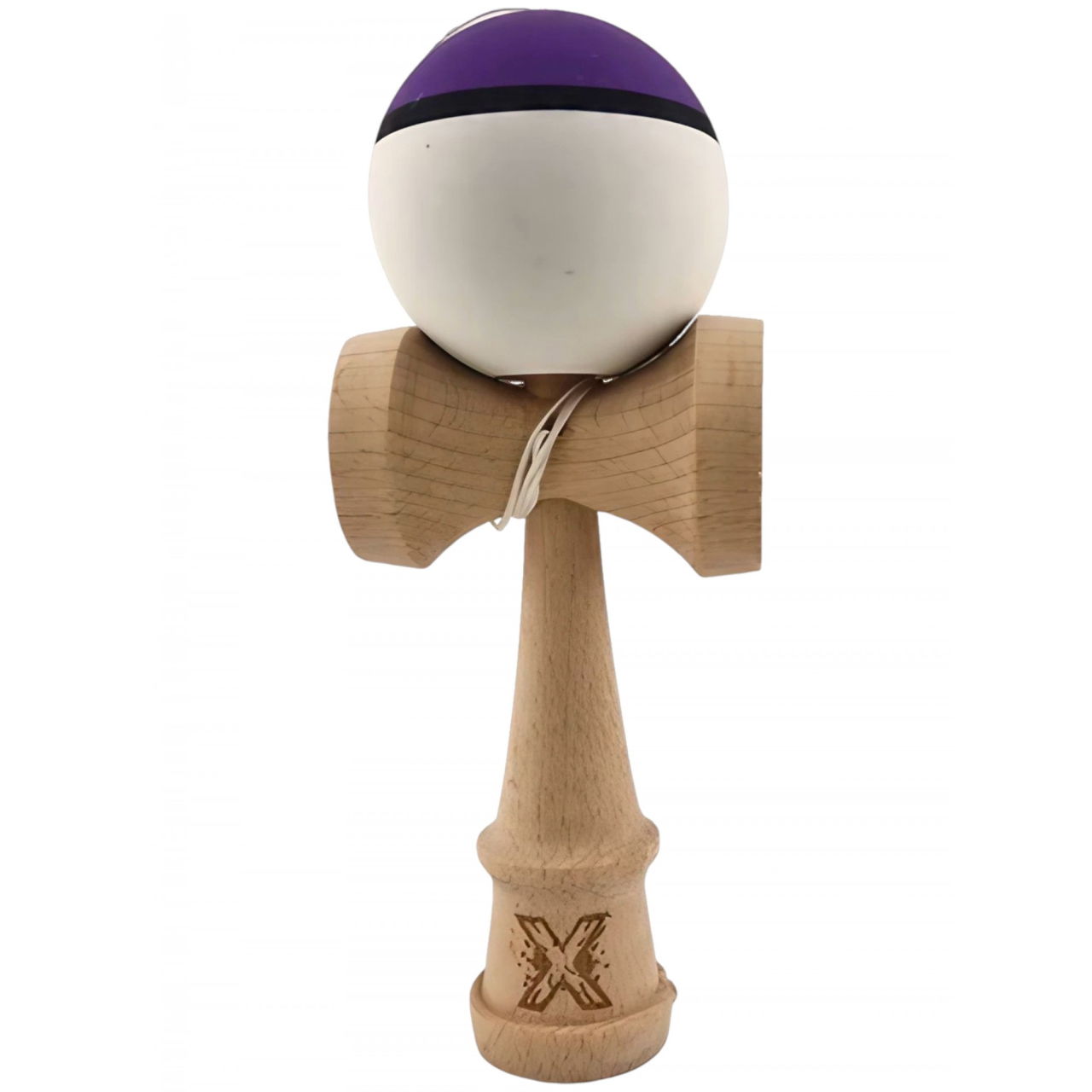 Kendama X Originala, Profesionala, Flippy, din Lemn, 18 cm, Multicolor Mov/Negru/Alb [1]