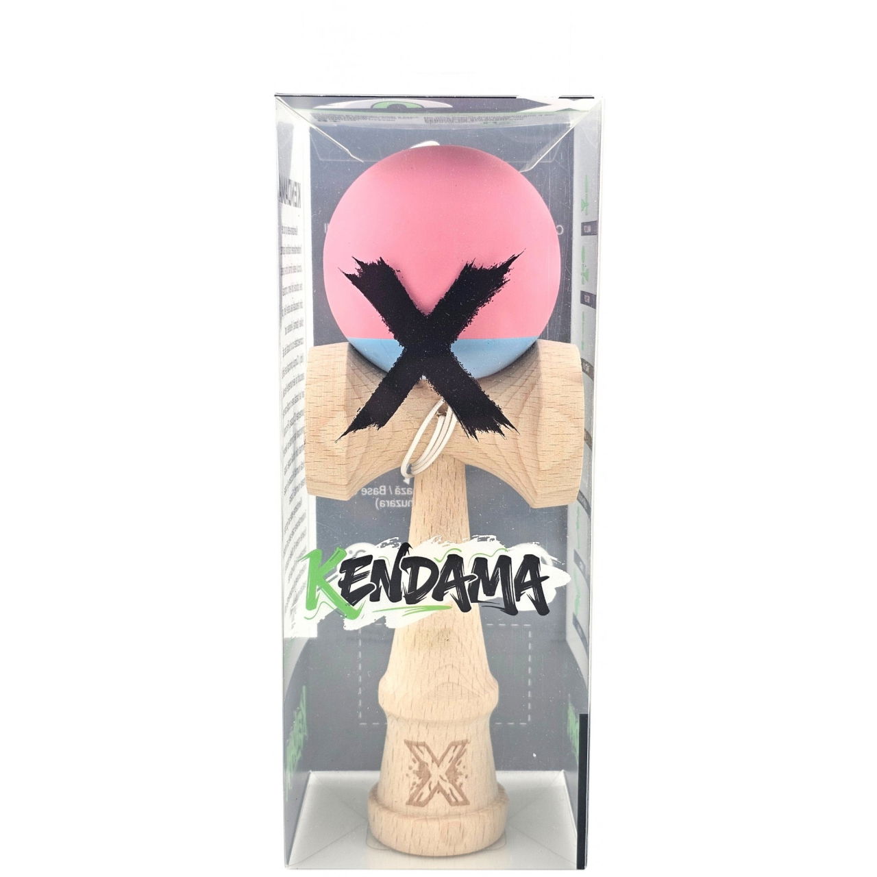 Kendama X Originala, Profesionala, Flippy, din Lemn, 18 cm, Rubber Grip, Roz/Gri [2]