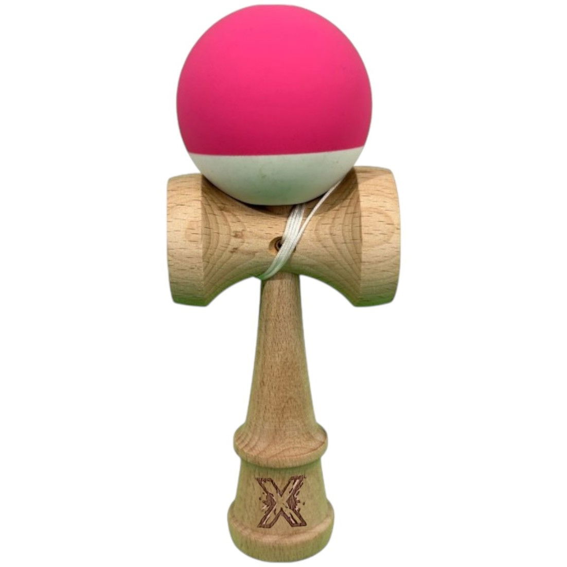 Kendama X Originala, Profesionala, Flippy, din Lemn, 18 cm, Rubber Grip, Roz inchis/Alb [1]