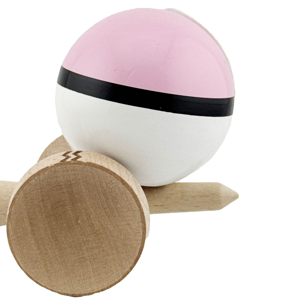 Kendama X Originala, Profesionala, Flippy, din Lemn, Gravata, 18 cm, Super Sticky, Roz/Negru/Alb [7]