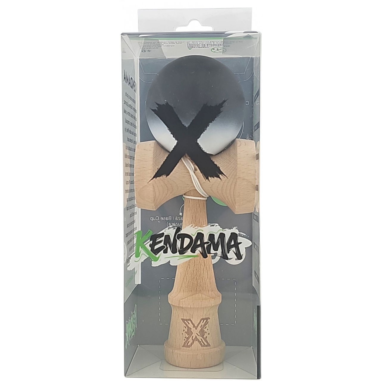 Kendama X Originala, Profesionala, Flippy, din Lemn, Rubber Grip, 18 cm, Alb/Negru [4]
