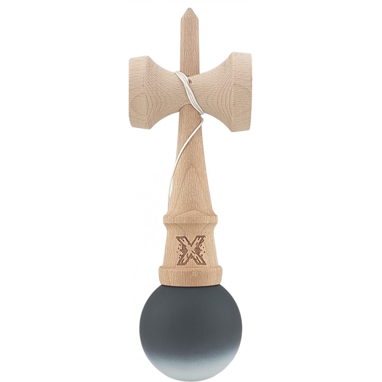 Kendama X Originala, Profesionala, Flippy, din Lemn, Rubber Grip, 18 cm, Alb/Negru [3]