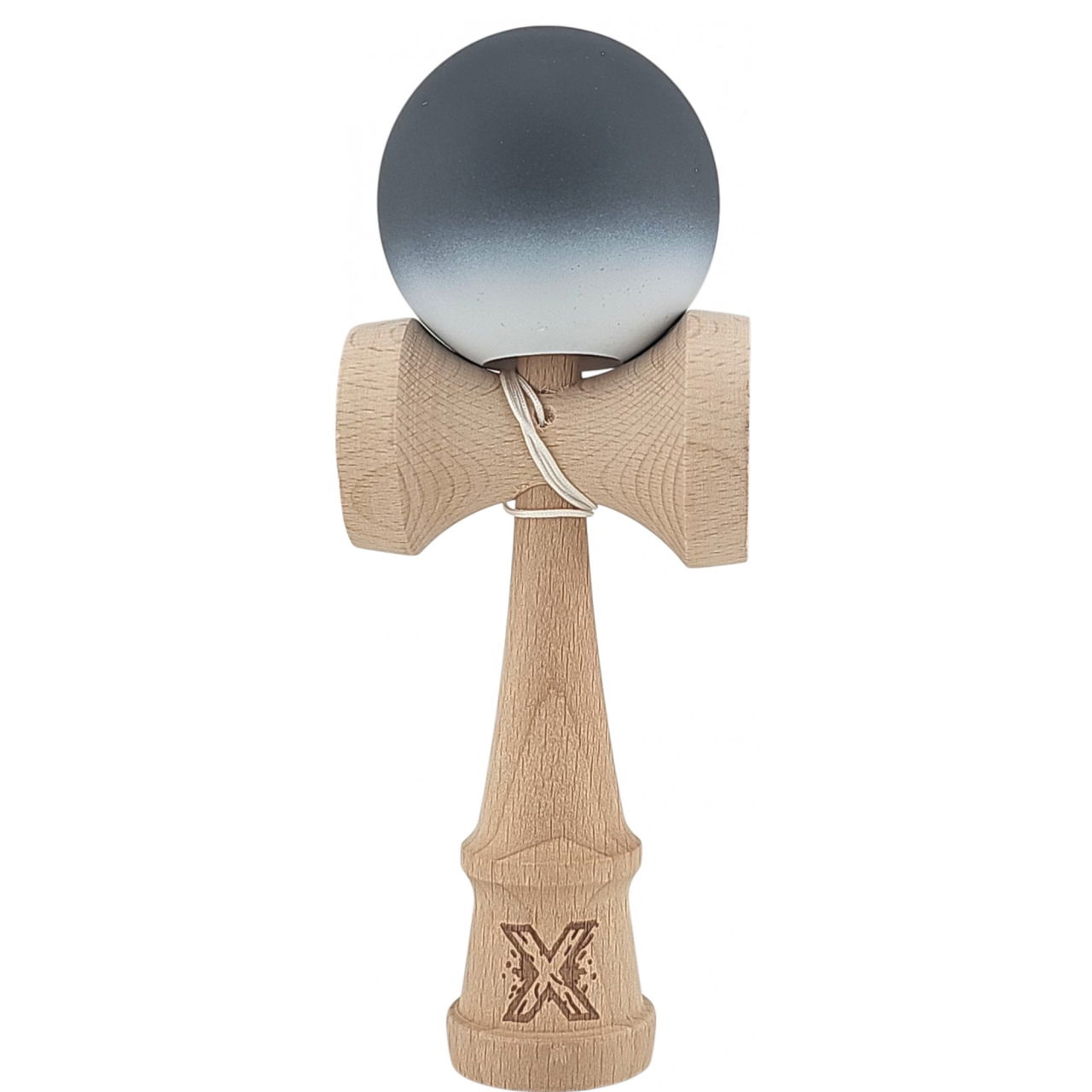 Kendama X Originala, Profesionala, Flippy, din Lemn, Rubber Grip, 18 cm, Alb/Negru [1]