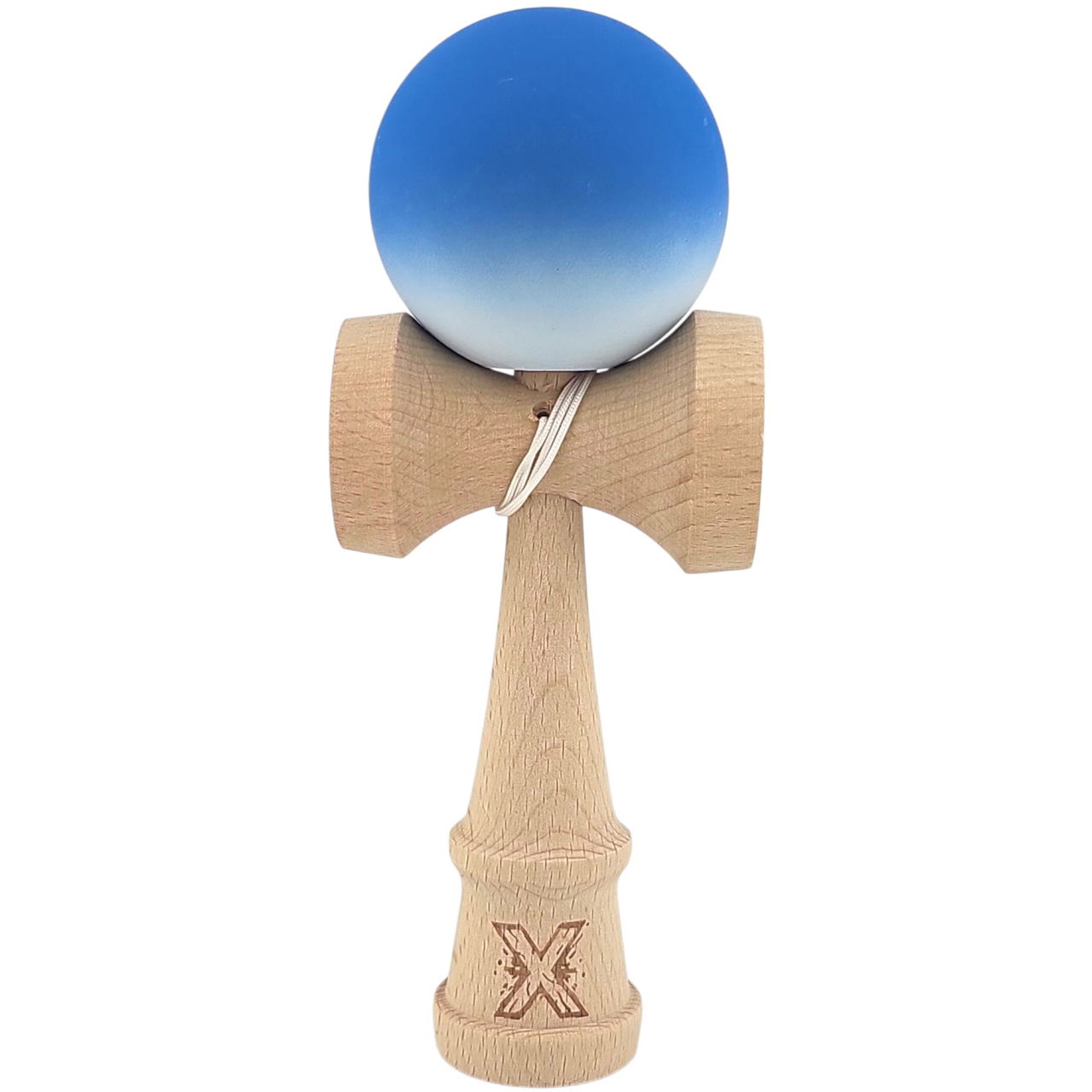 Kendama X Originala, Profesionala, Flippy, din Lemn, Rubber Grip, 18 cm, Albastru/Alb [1]