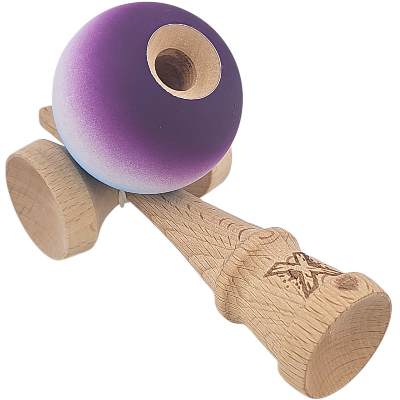 Kendama X Originala, Profesionala, Flippy, din Lemn, Rubber Grip, 18 cm, Albastru/Alb/Violet  [3]