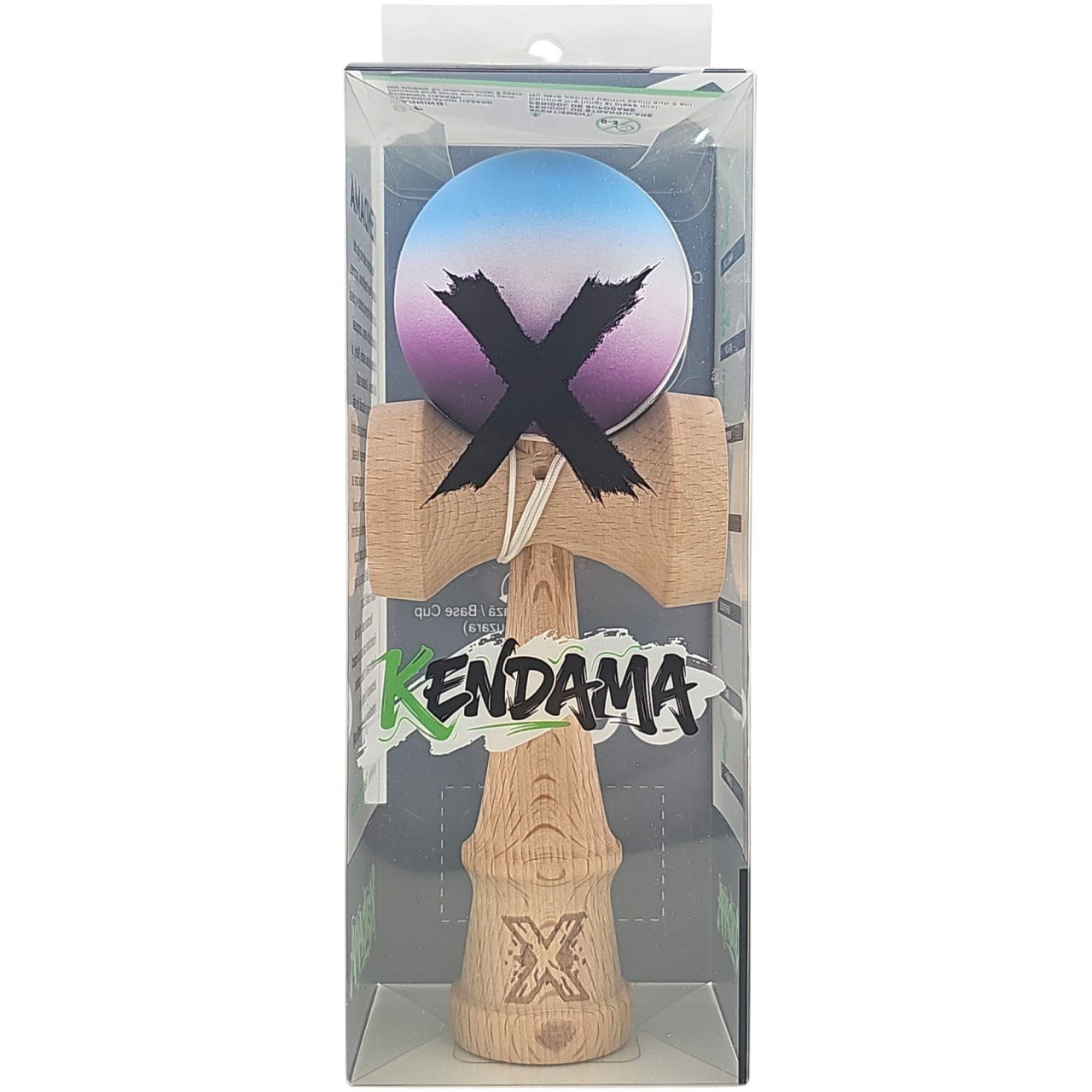 Kendama X Originala, Profesionala, Flippy, din Lemn, Rubber Grip, 18 cm, Albastru/Alb/Violet  [5]