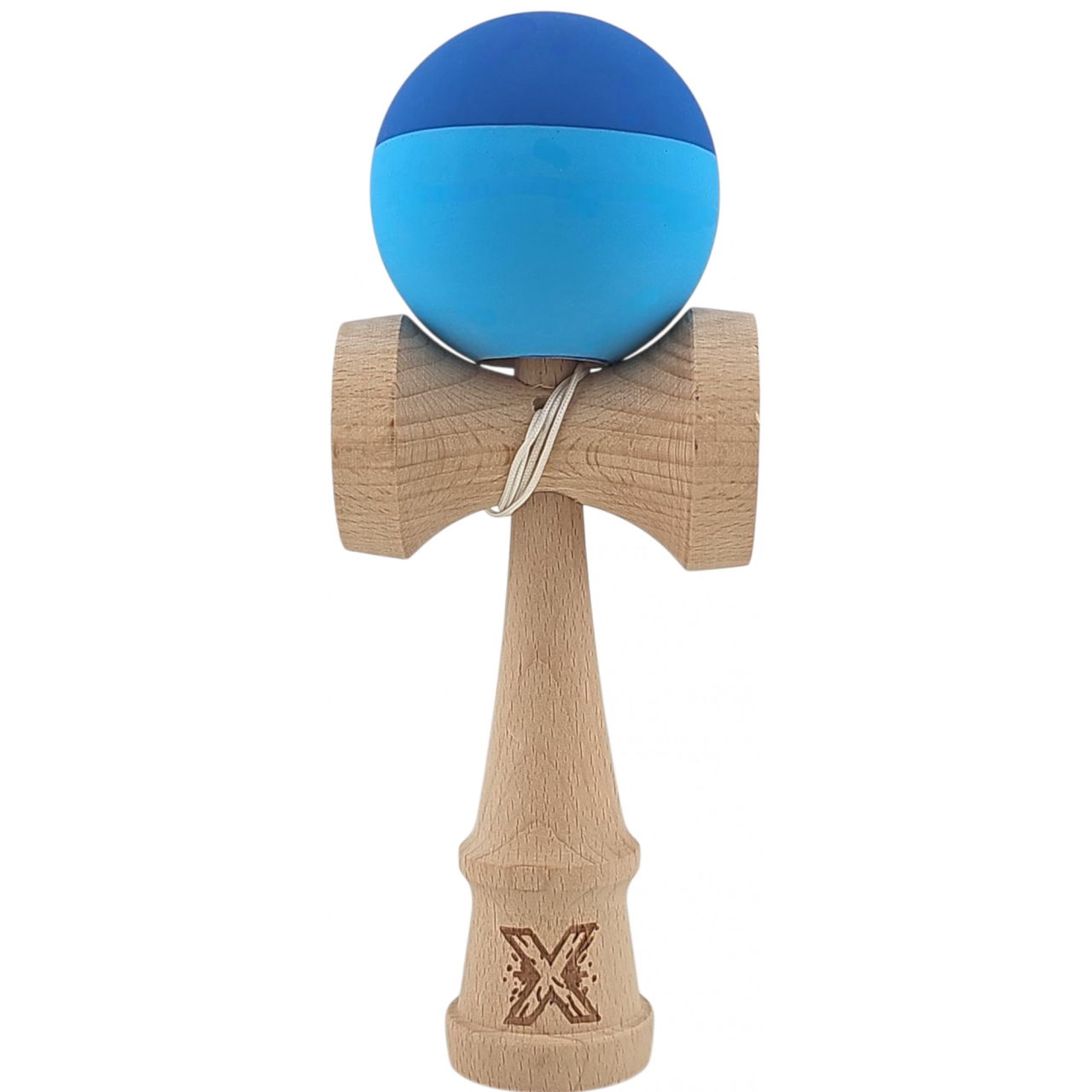 Kendama X Originala, Profesionala, Flippy, din Lemn, Rubber Grip, 18 cm, Albastru/Bleu [1]