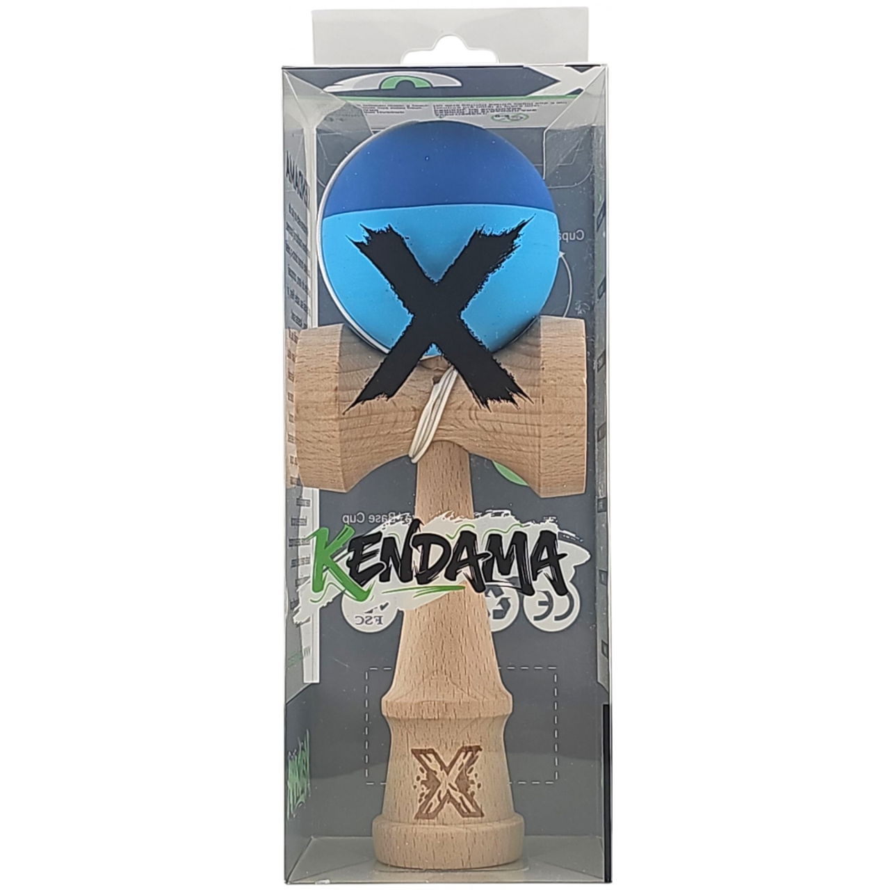 Kendama X Originala, Profesionala, Flippy, din Lemn, Rubber Grip, 18 cm, Albastru/Bleu [4]