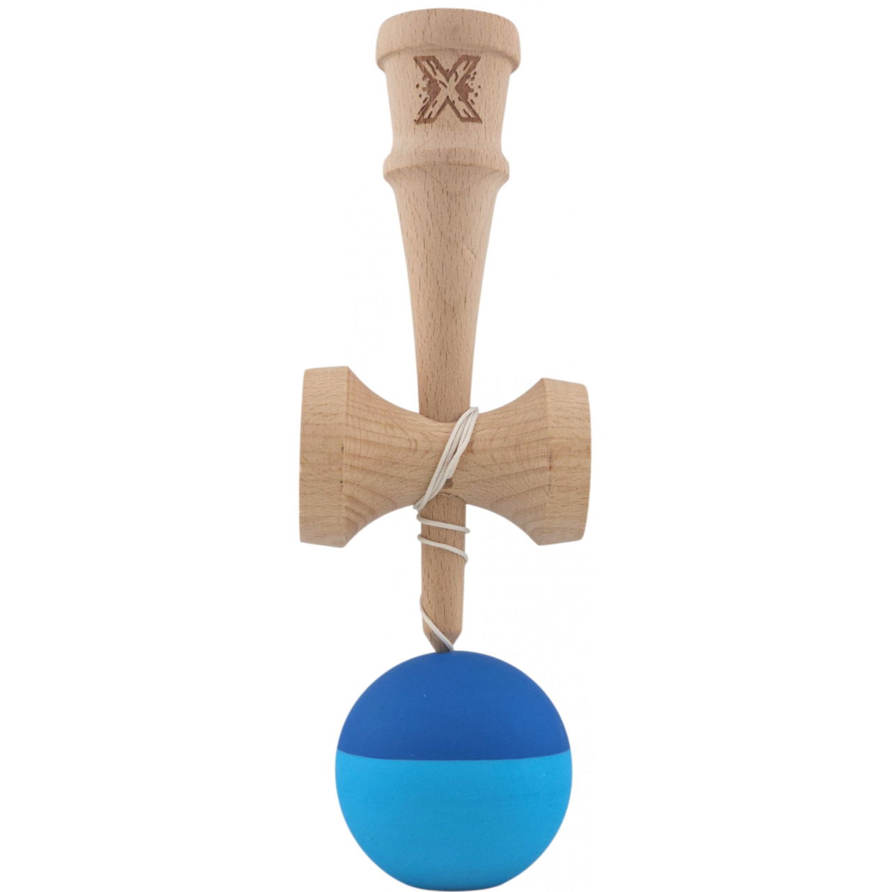 Kendama X Originala, Profesionala, Flippy, din Lemn, Rubber Grip, 18 cm, Albastru/Bleu [2]