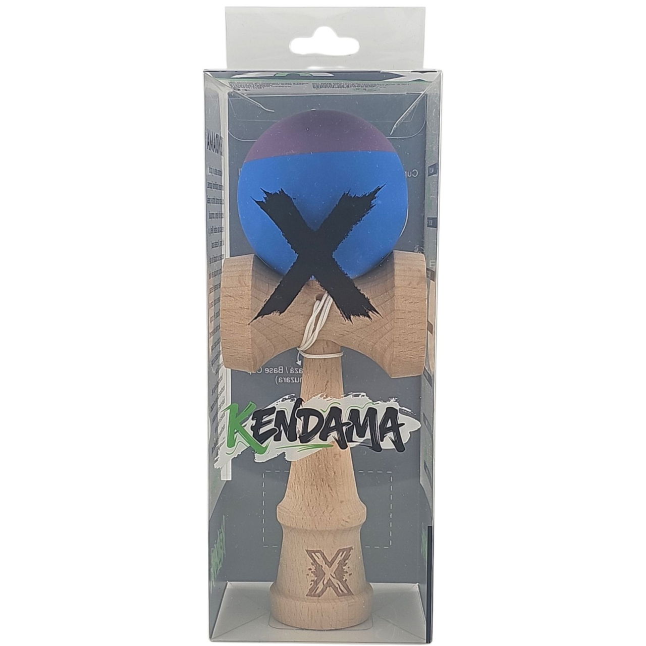 Kendama X Originala, Profesionala, Flippy, din Lemn, Rubber Grip, 18 cm, Albastru/Mov [4]