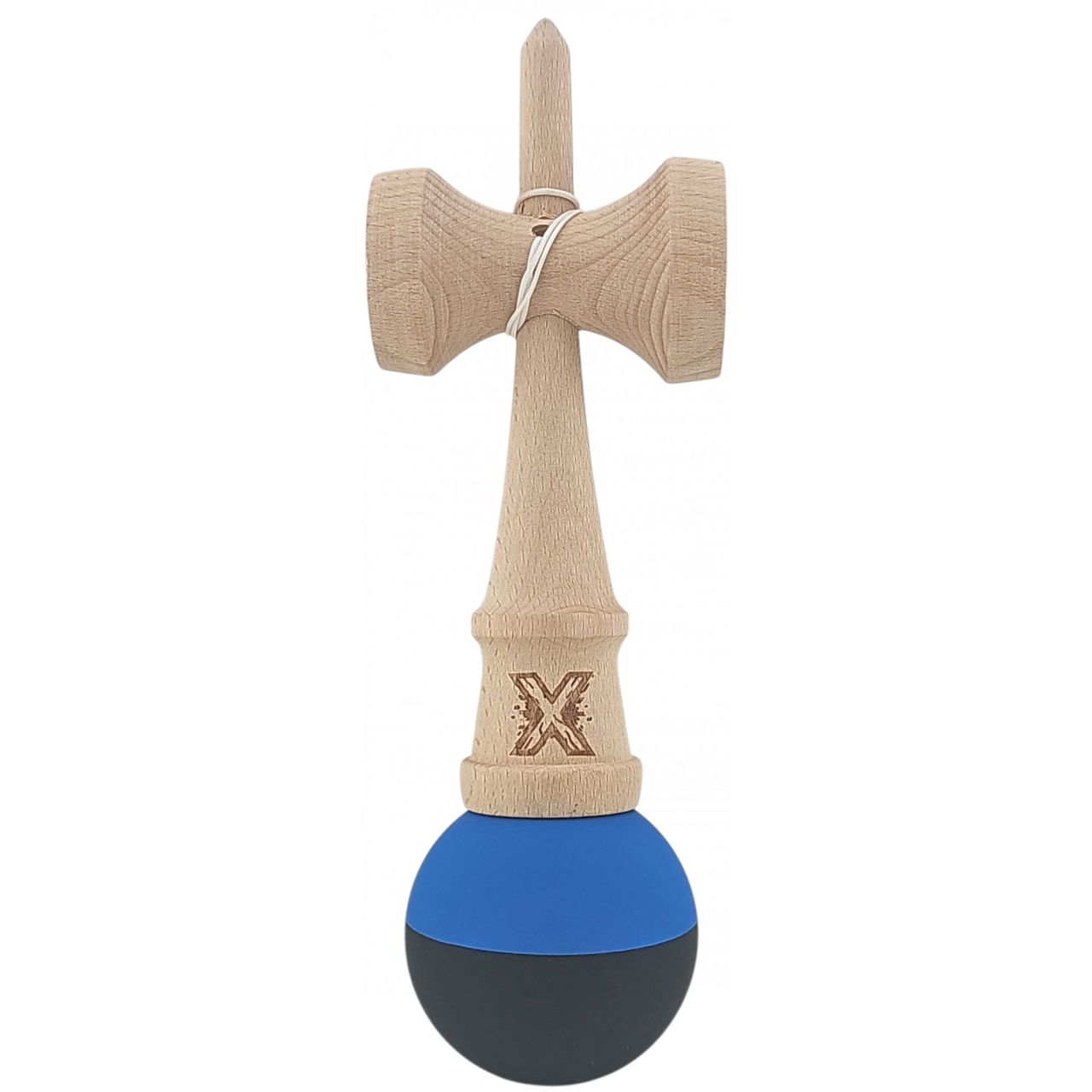 Kendama X Originala, Profesionala, Flippy, din Lemn, Rubber Grip, 18 cm, Albastru/Negru [3]