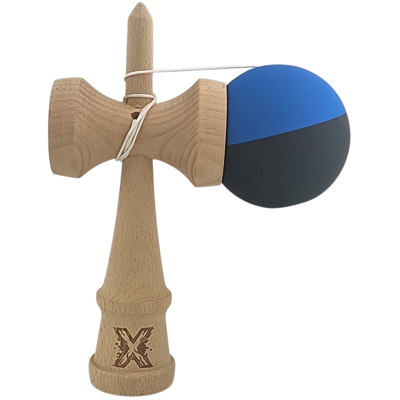 Kendama X Originala, Profesionala, Flippy, din Lemn, Rubber Grip, 18 cm, Albastru/Negru [4]