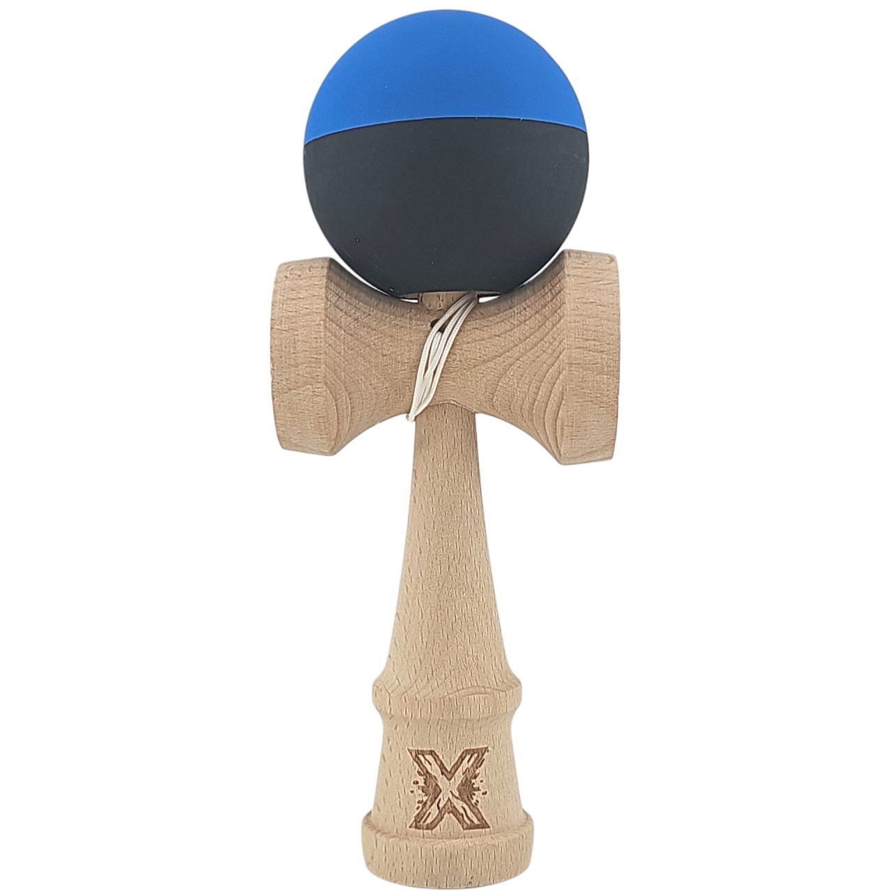 Kendama X Originala, Profesionala, Flippy, din Lemn, Rubber Grip, 18 cm, Albastru/Negru [1]