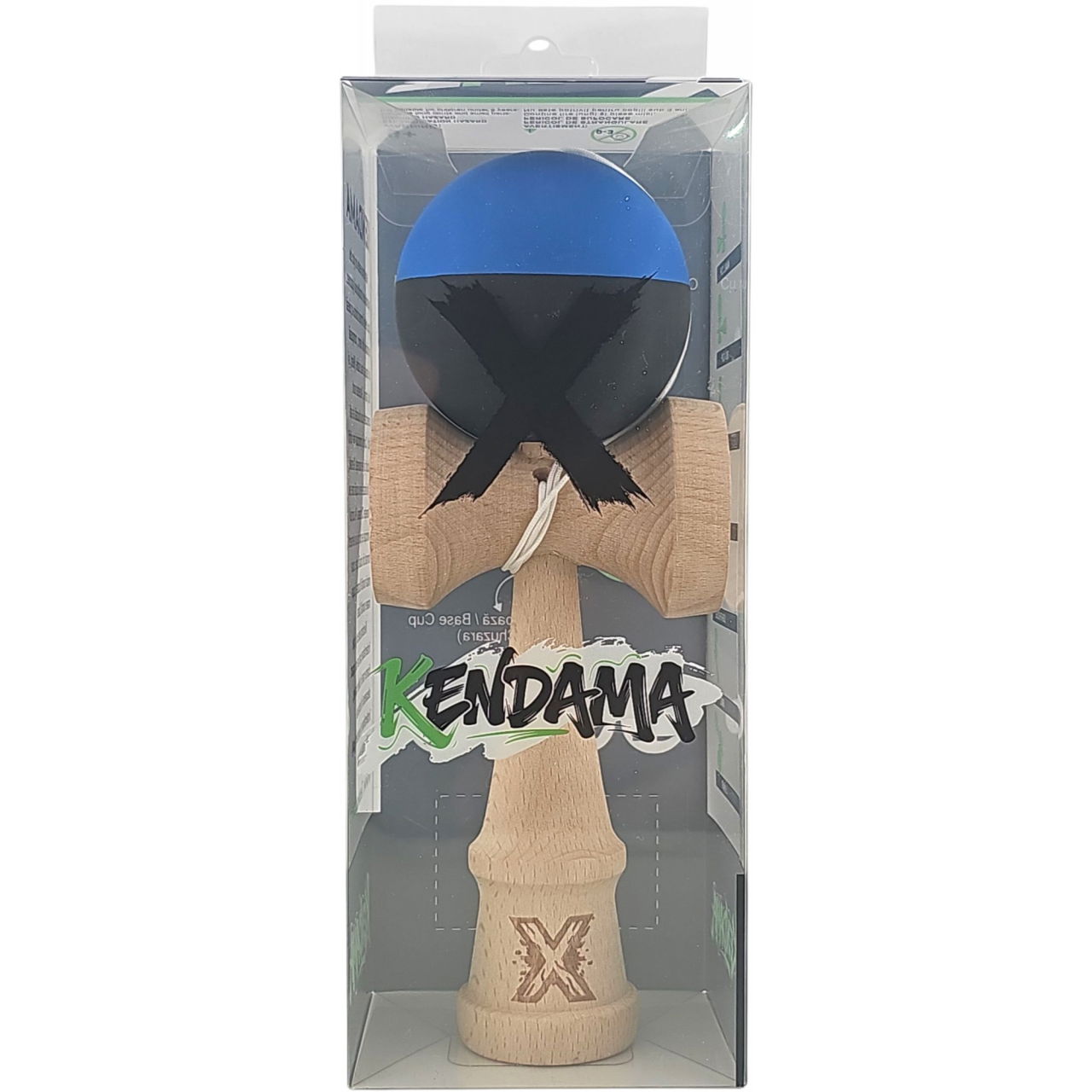 Kendama X Originala, Profesionala, Flippy, din Lemn, Rubber Grip, 18 cm, Albastru/Negru [5]