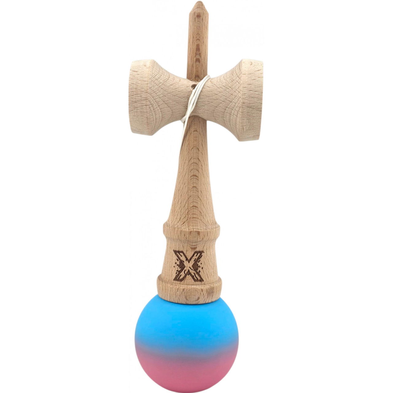 Kendama X Originala, Profesionala, Flippy, din Lemn, Rubber Grip, 18 cm, Albastru/Roz [2]