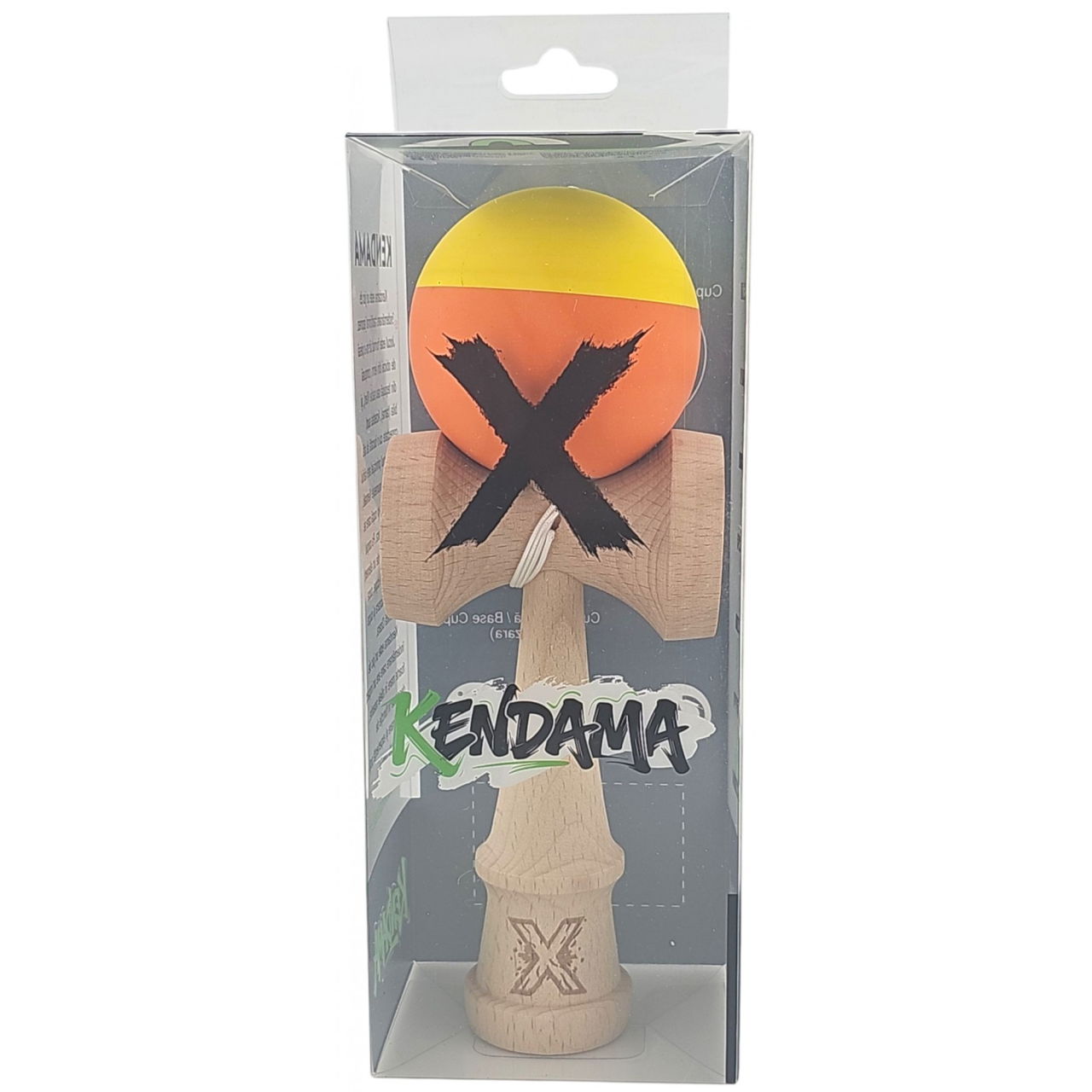 Kendama X Originala, Profesionala, Flippy, din Lemn, Rubber Grip, 18 cm, Galben/Portocaliu [4]