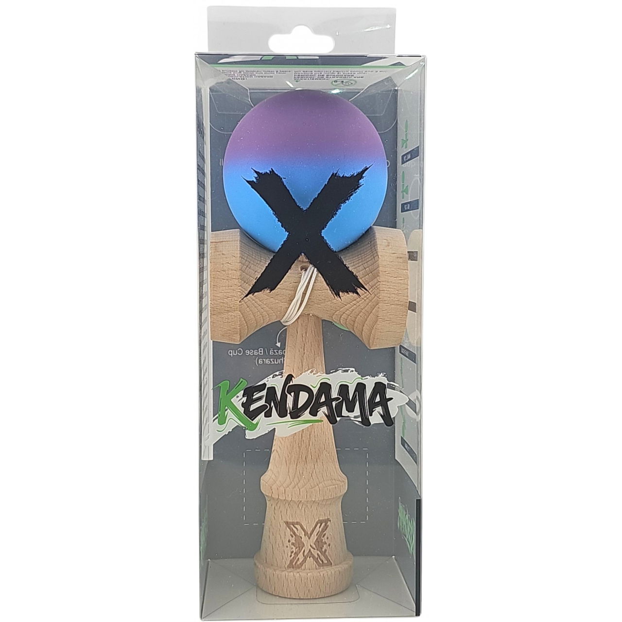 Kendama X Originala, Profesionala, Flippy, din Lemn, Rubber Grip, 18 cm, Gradient Violet/Albastru [4]