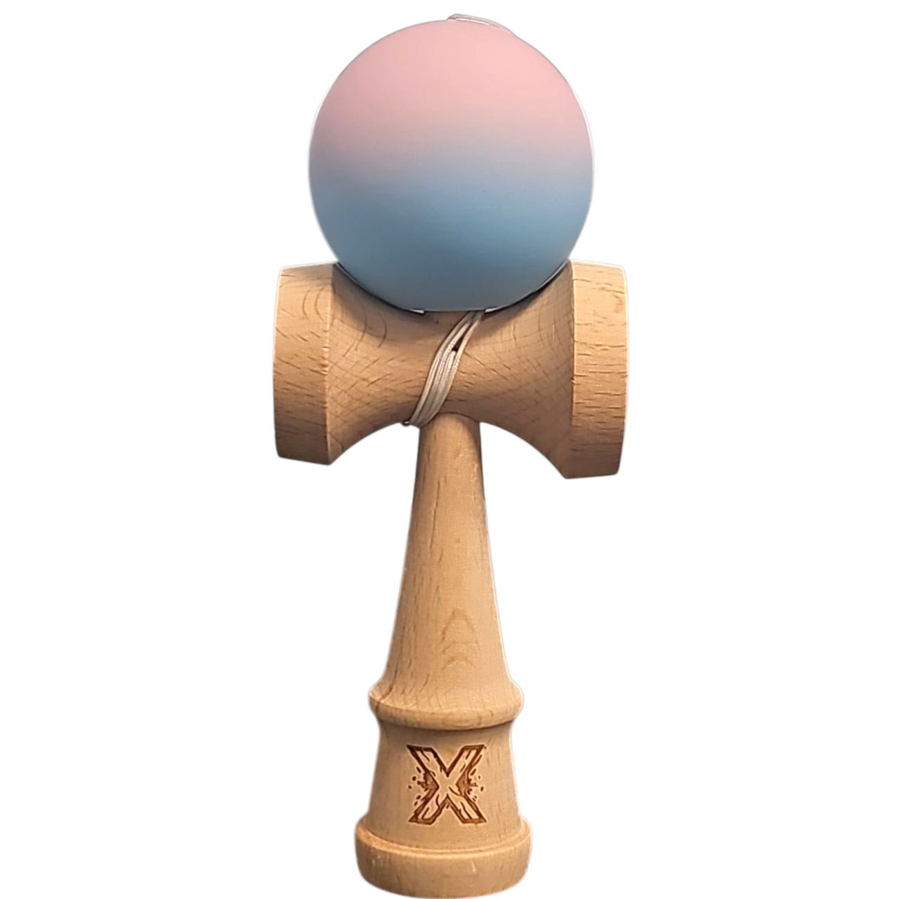 Kendama X Originala, Profesionala, Flippy, din Lemn, Rubber Grip, 18 cm, Lila/Turcoaz [1]