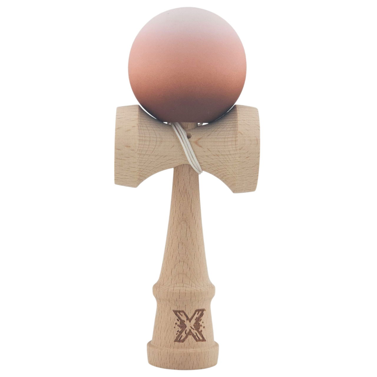 Kendama X Originala, Profesionala, Flippy, din Lemn, Rubber Grip, 18 cm, Maro/Bej/Roz [1]