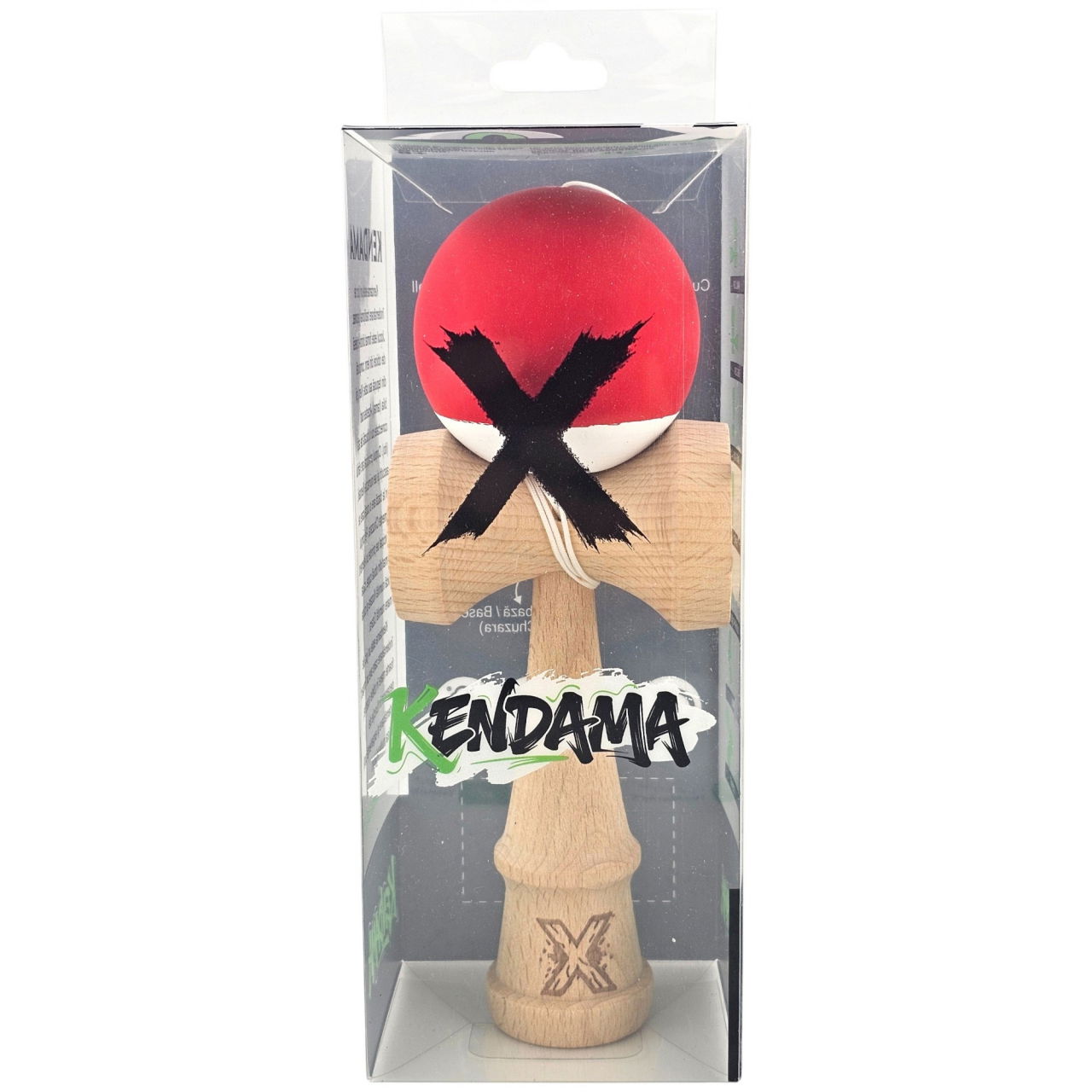 Kendama X Originala, Profesionala, Flippy, din Lemn, Rubber Grip, 18 cm, Rosu/Alb [4]