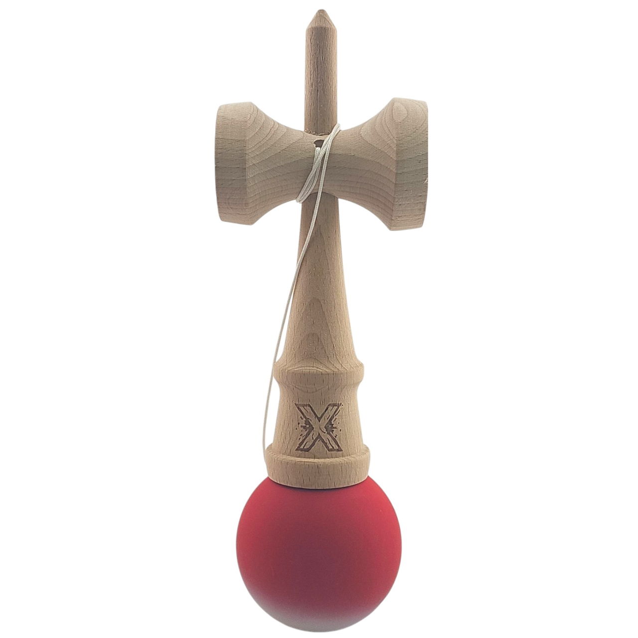 Kendama X Originala, Profesionala, Flippy, din Lemn, Rubber Grip, 18 cm, Rosu/Alb [3]