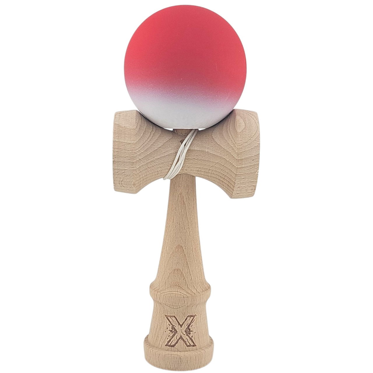 Kendama X Originala, Profesionala, Flippy, din Lemn, Rubber Grip, 18 cm, Rosu/Alb [1]