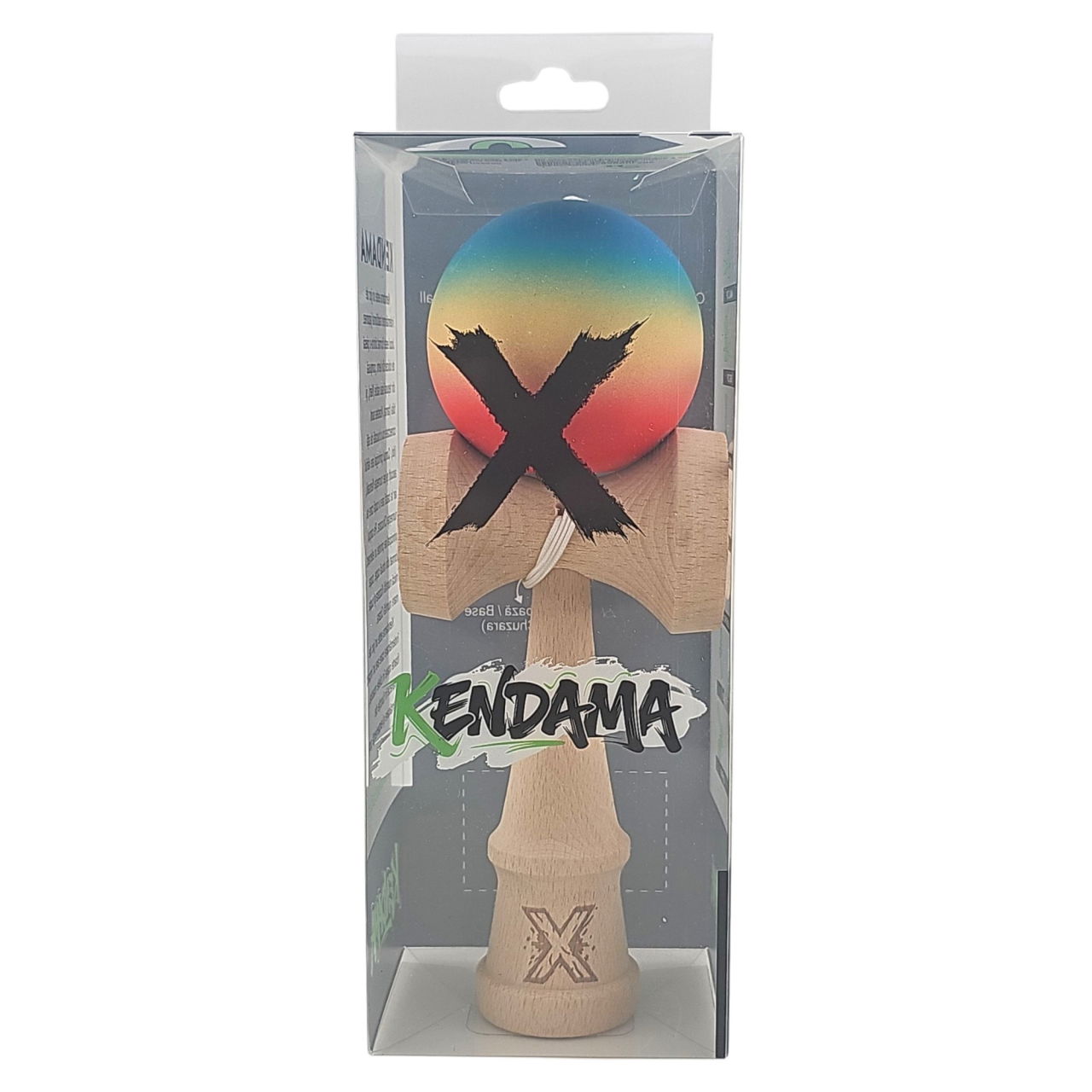 Kendama X Originala, Profesionala, Flippy, din Lemn, Rubber Grip, 18 cm, Rosu/Galben/Albastru [4]
