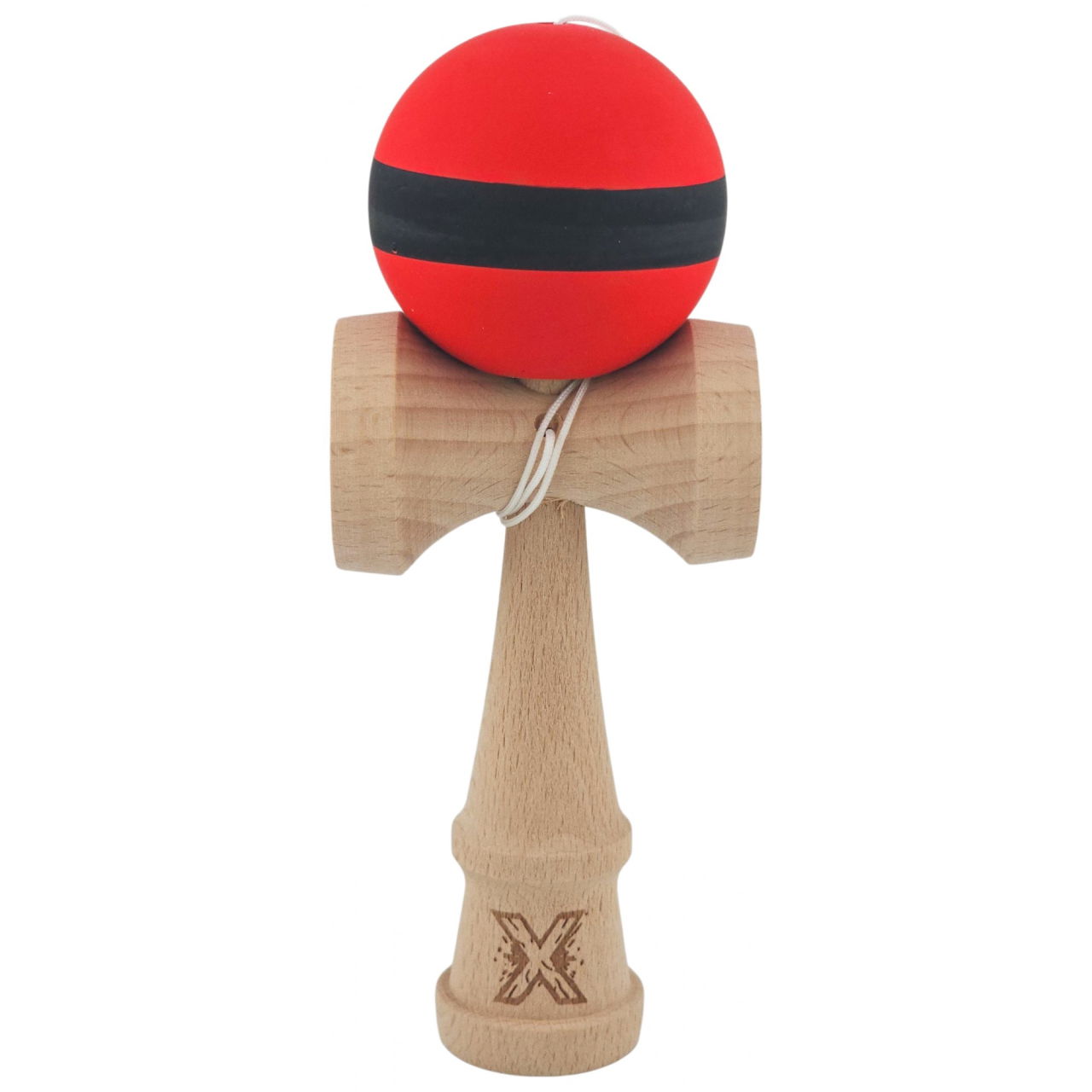 Kendama X Originala, Profesionala, Flippy, din Lemn, Rubber Grip, 18 cm, Rosu/Negru [1]