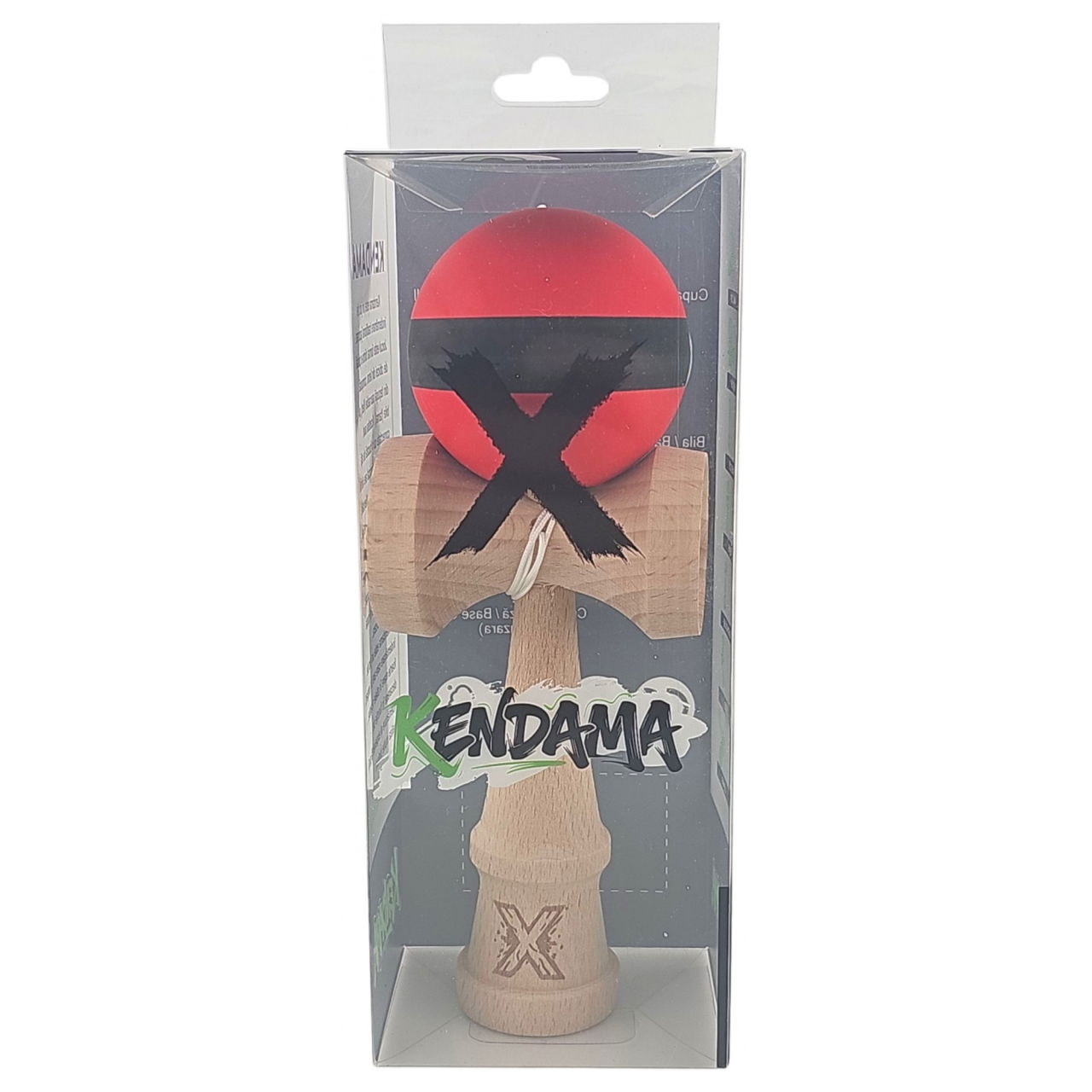Kendama X Originala, Profesionala, Flippy, din Lemn, Rubber Grip, 18 cm, Rosu/Negru [4]