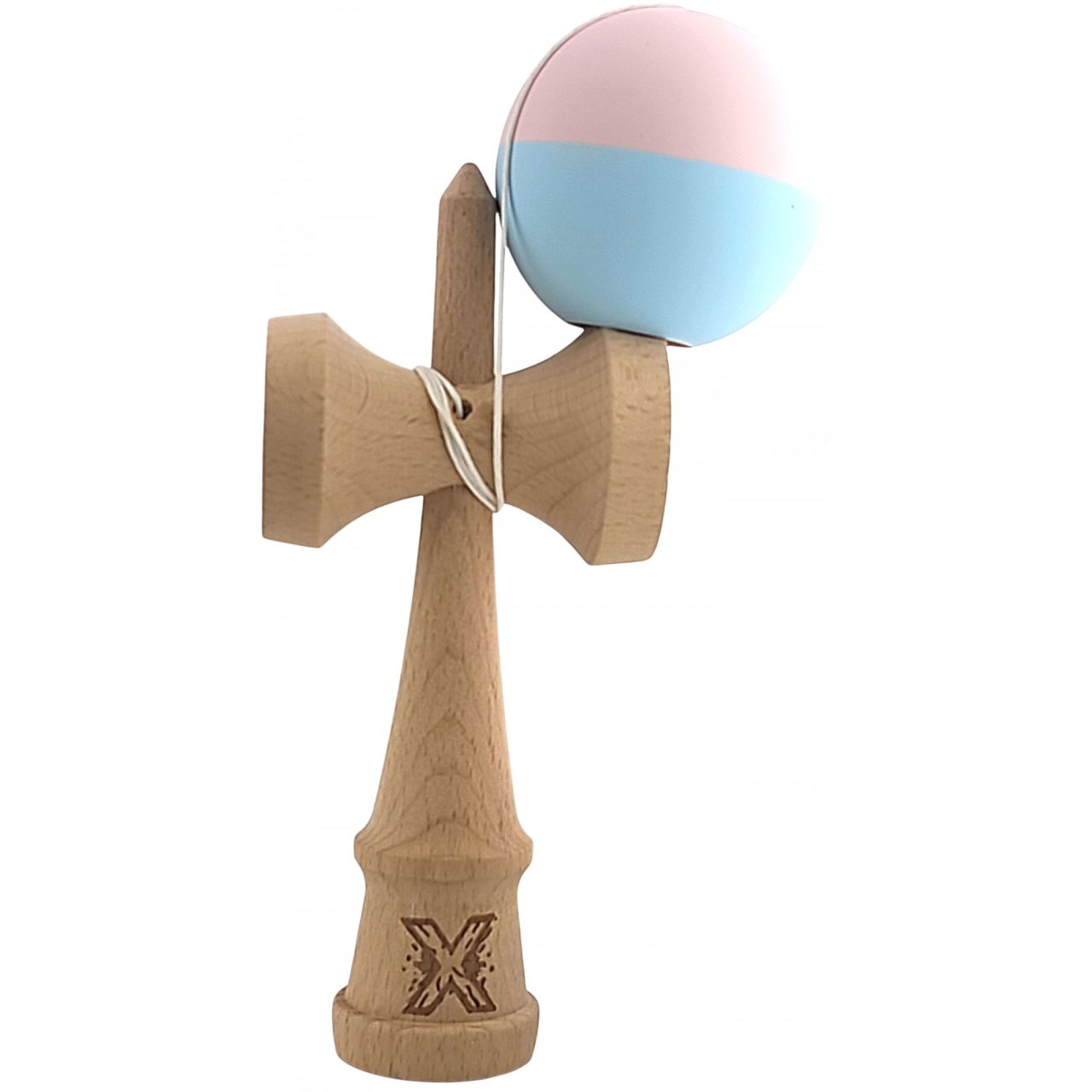 Kendama X Originala, Profesionala, Flippy, din lemn, Rubber Grip, 18 cm, Roz/Albastru [3]