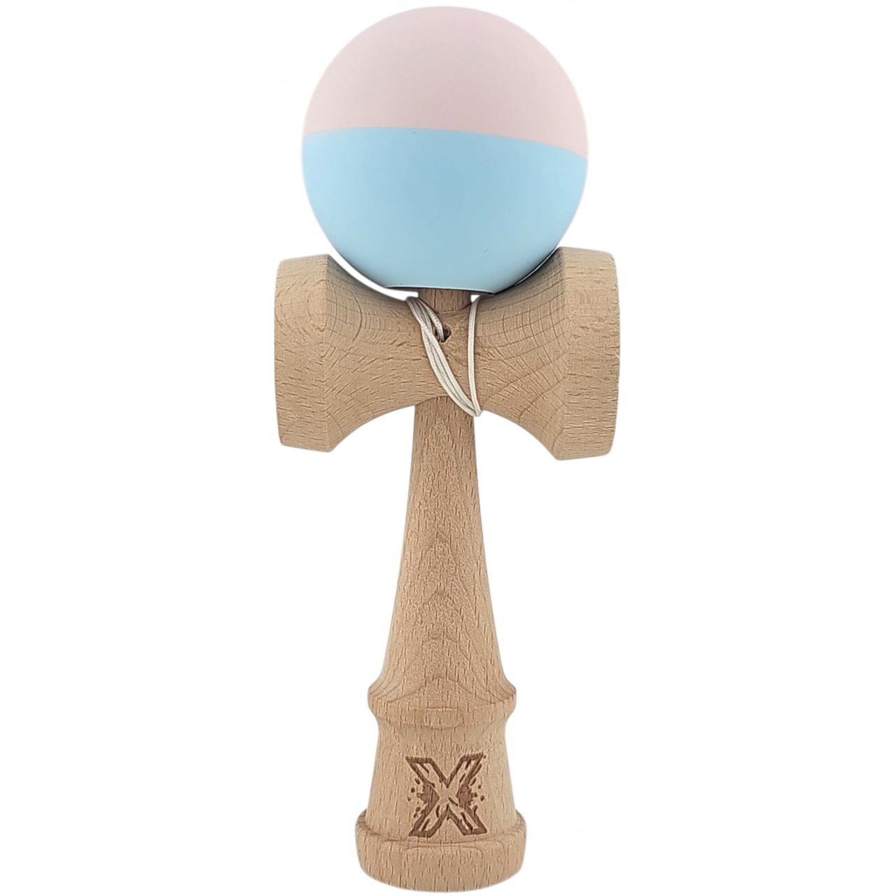 Kendama X Originala, Profesionala, Flippy, din lemn, Rubber Grip, 18 cm, Roz/Albastru [1]