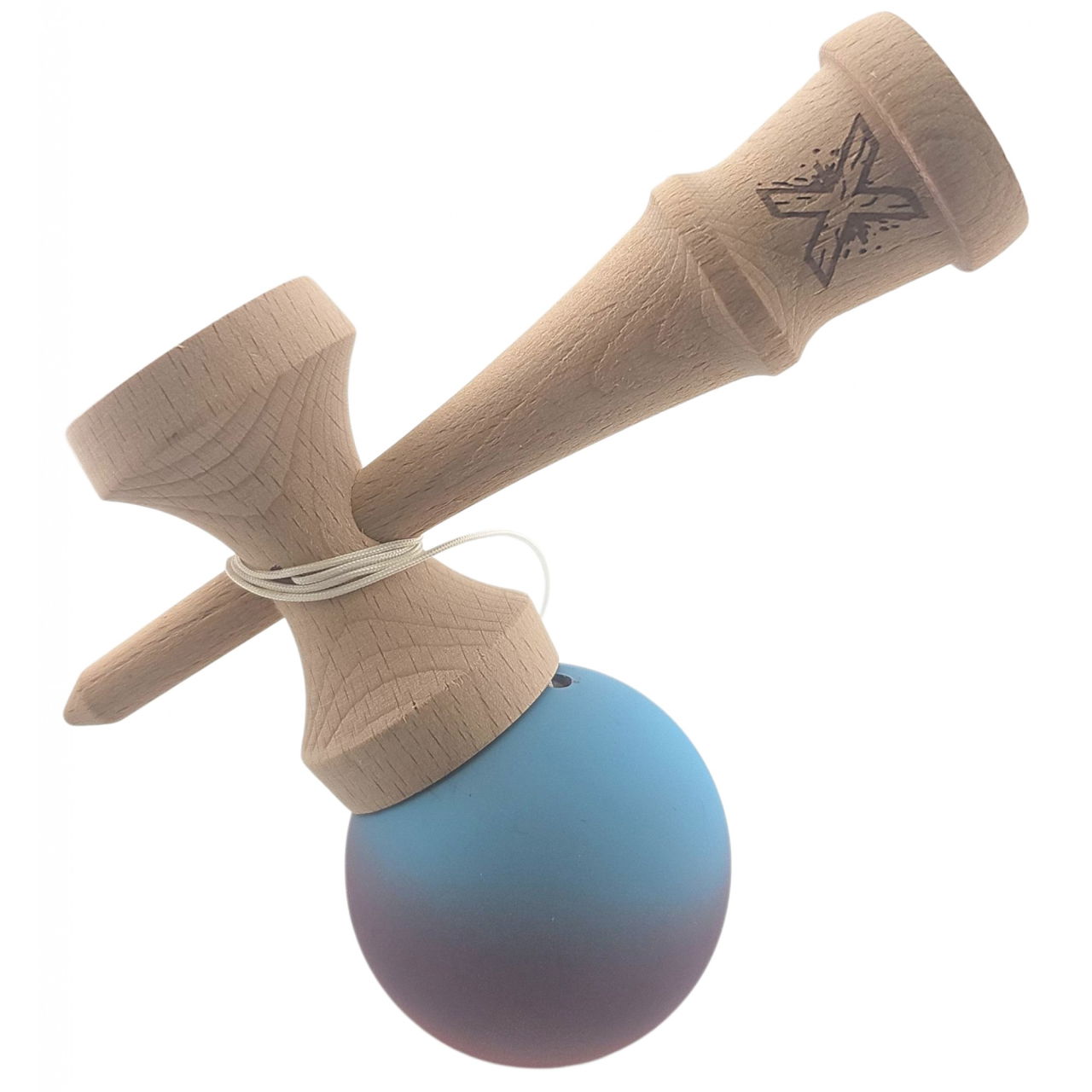 Kendama X Originala, Profesionala, Flippy, din Lemn, Rubber Grip, 18 cm, Roz/Mov/Albastru [3]