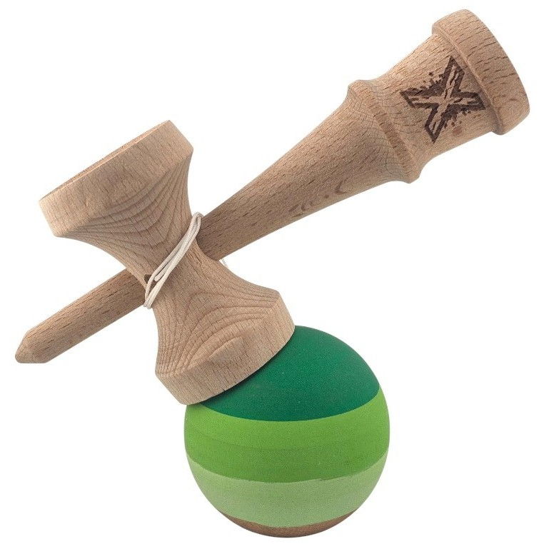 Kendama X Originala, Profesionala, Flippy, din Lemn, Rubber Grip, 18 cm, Verde in 3 Culori [3]