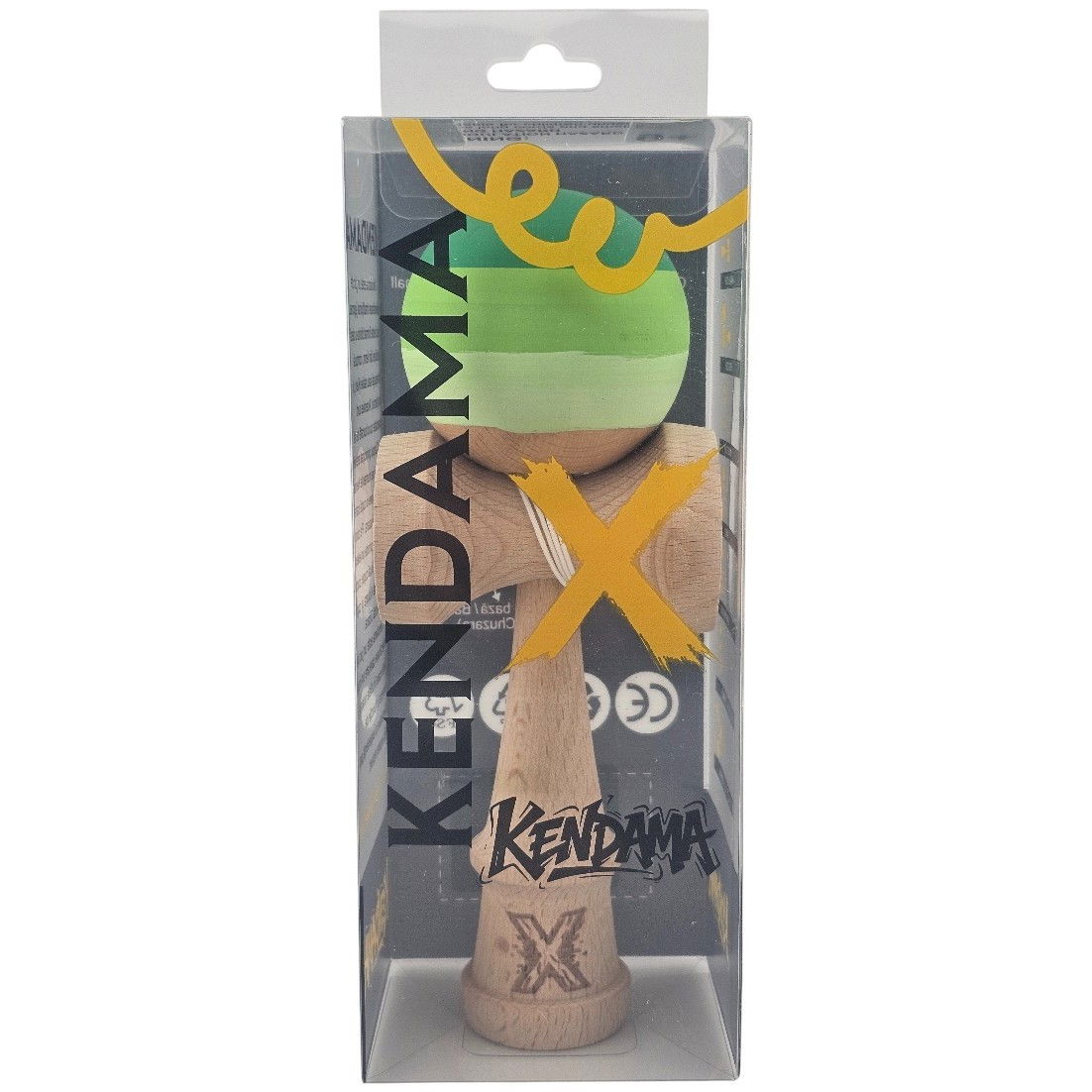 Kendama X Originala, Profesionala, Flippy, din Lemn, Rubber Grip, 18 cm, Verde in 3 Culori [4]