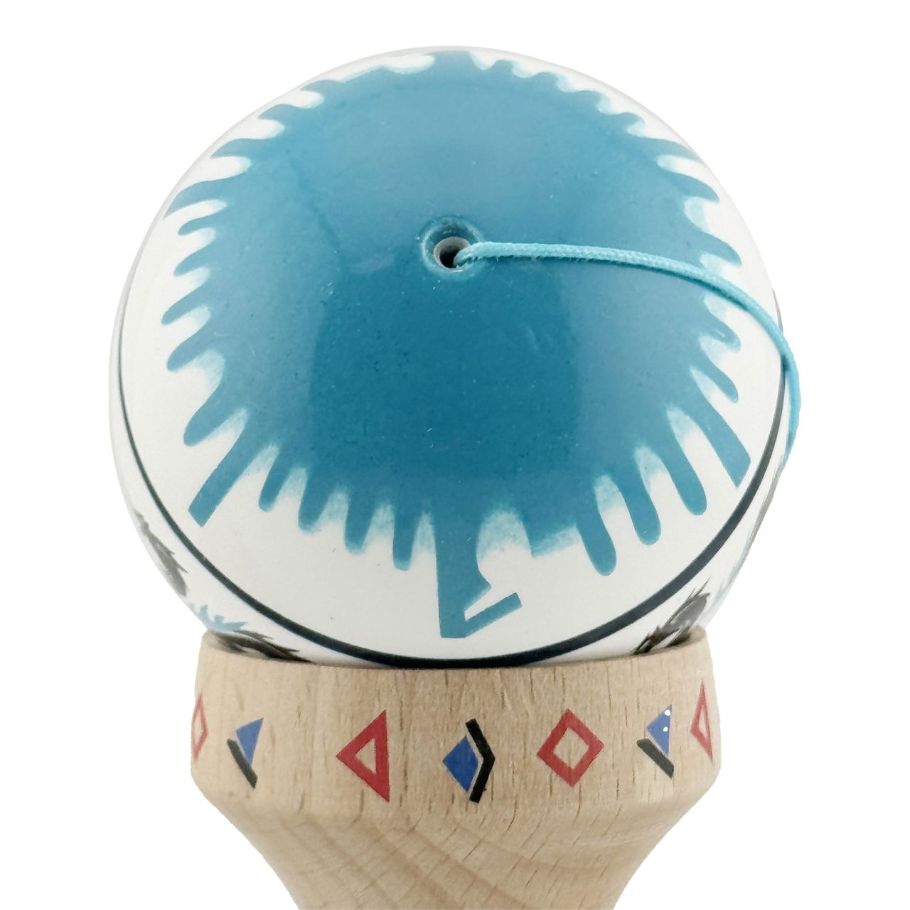 Kendama X Originala, Profesionala, Flippy, DRAGON Series, Super Sticky cu Cupe Mari King Size V3, Rulment Metalic si Gaura in Baza, din Lemn 18 cm, Ata 62/65 cm, Albastru/Negru [10]