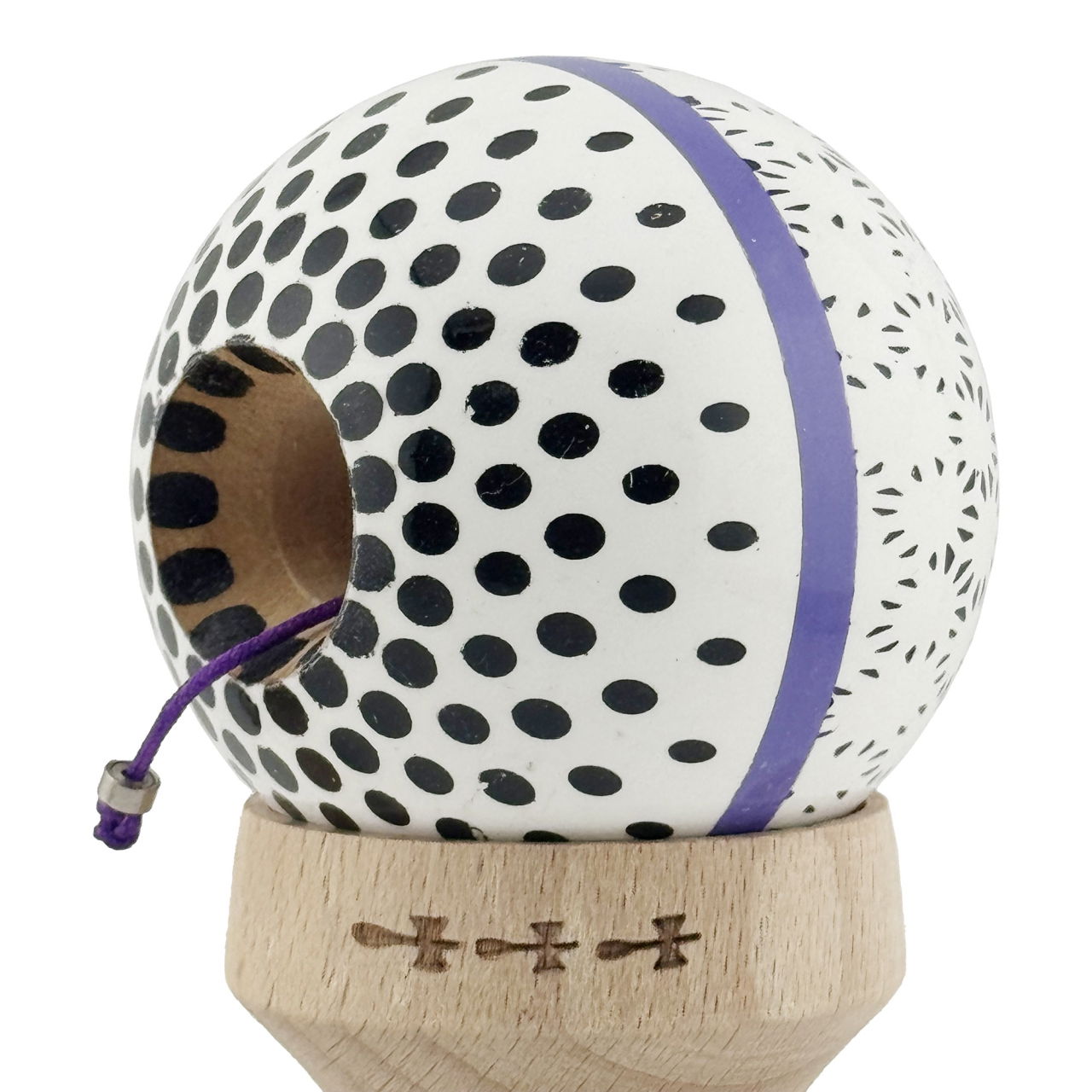 Kendama X Originala, Profesionala, Flippy, RAINDROPS, Super Sticky cu Cupe Mari KING SIZE V3, Gaura in Baza, Rulment Metalic, din lemn 18 cm, Ata 62/65 cm, Alb/Albastru [7]