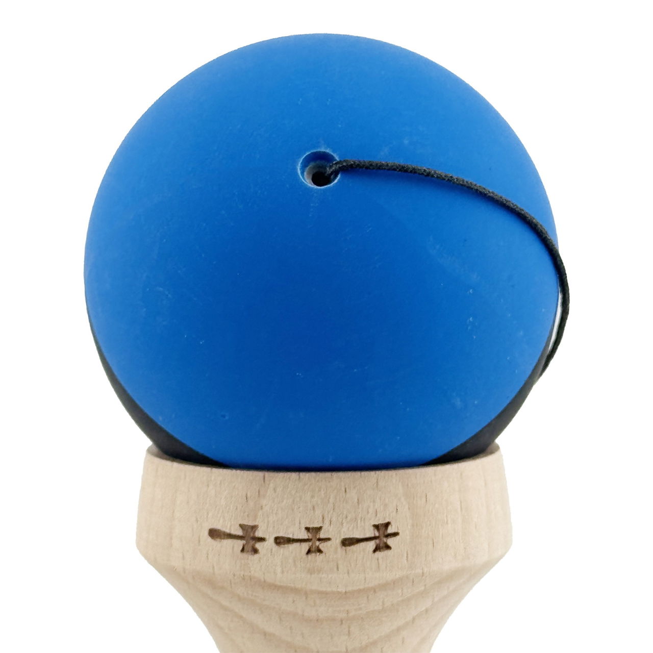 Kendama X Originala, Profesionala, Flippy, Rubber Grip, Cupe Mari KING SIZE V3, Gaura in Baza, Rulment Metalic, din lemn 18 cm, Ata 62/65 cm, Bicolor Albastru/Negru [10]