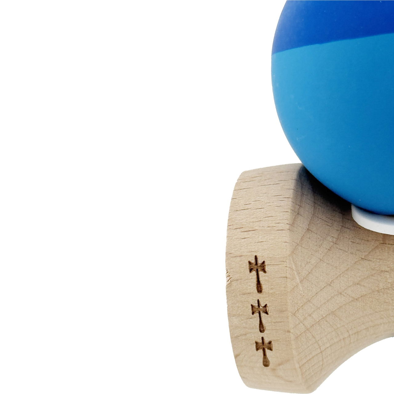 Kendama X Originala, Profesionala, Flippy, Rubber Grip, Cupe Mari KING SIZE V3, Gaura in Baza, Rulment Metalic, din lemn 18 cm, Ata 62/65 cm, Bicolor Albastru/Albastru deschis [8]