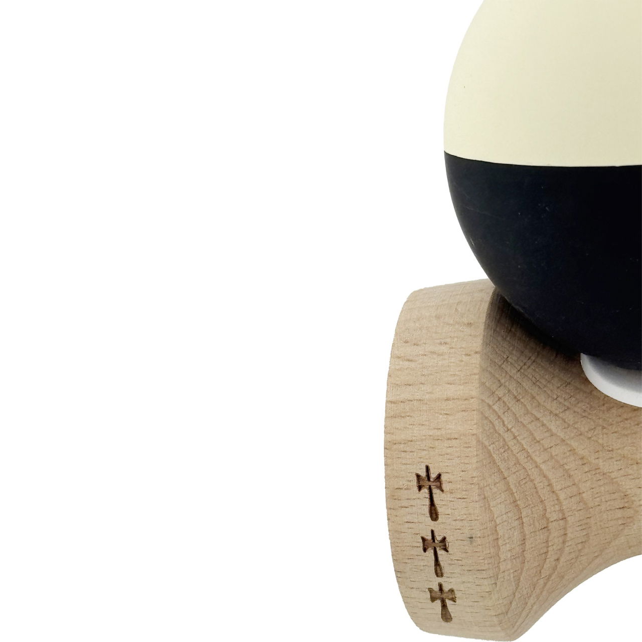 Kendama X Originala, Profesionala, Flippy, Rubber Grip, Cupe Mari KING SIZE V3, Gaura in Baza, Rulment Metalic, din lemn 18 cm, Ata 62/65 cm, Bicolor Galben/Negru [8]