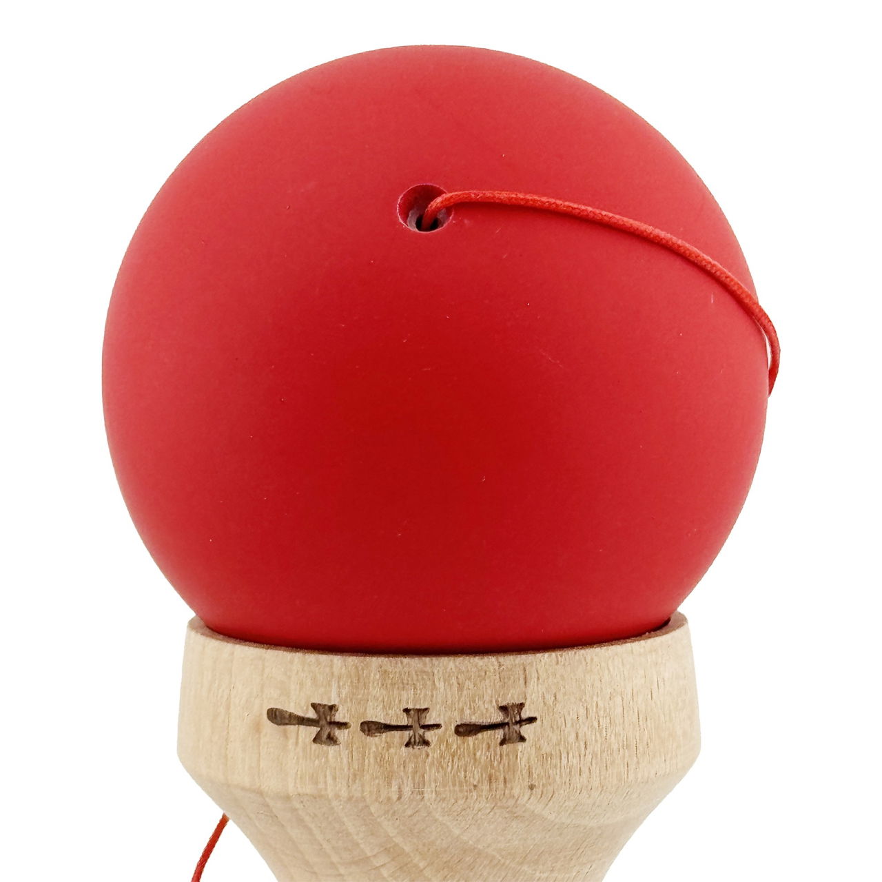 Kendama X Originala, Profesionala, Flippy, Rubber Grip, Cupe Mari KING SIZE V3, Gaura in Baza, Rulment Metalic, din lemn 18 cm, Ata 62/65 cm, Bicolor Rosu/Alb [10]